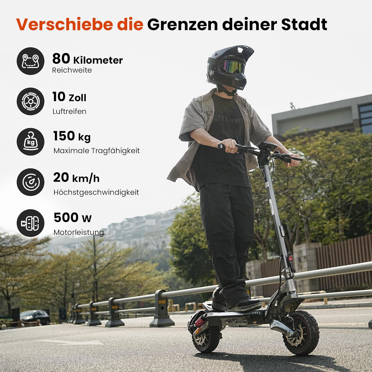 iX7Pro Doppelmotor E Scooter mit Straßenzulassung, 80KM Reichweite, 48V 15Ah Akku