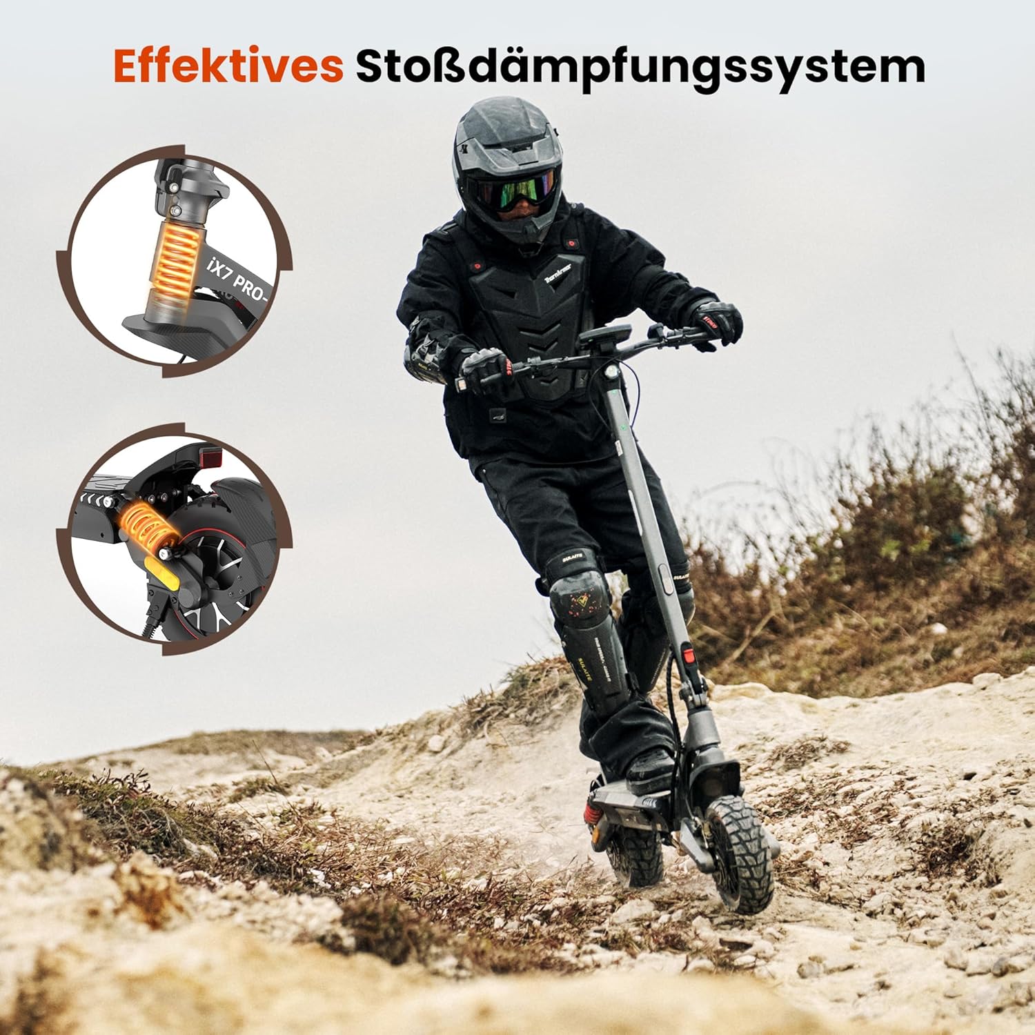 iX7Pro Doppelmotor E Scooter mit Straßenzulassung, 80KM Reichweite, 48V 15Ah Akku