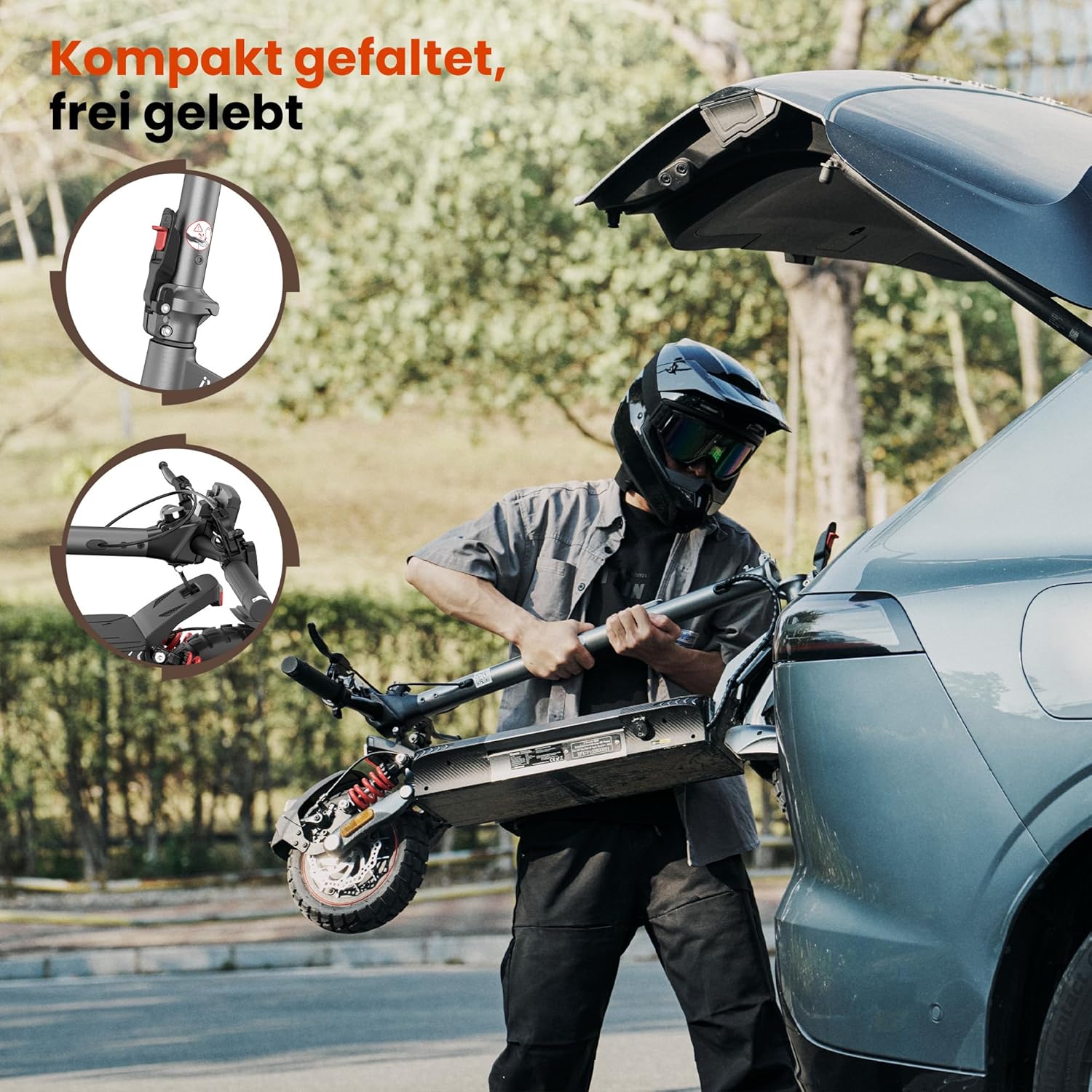 iX7Pro Doppelmotor E Scooter mit Straßenzulassung, 80KM Reichweite, 48V 15Ah Akku