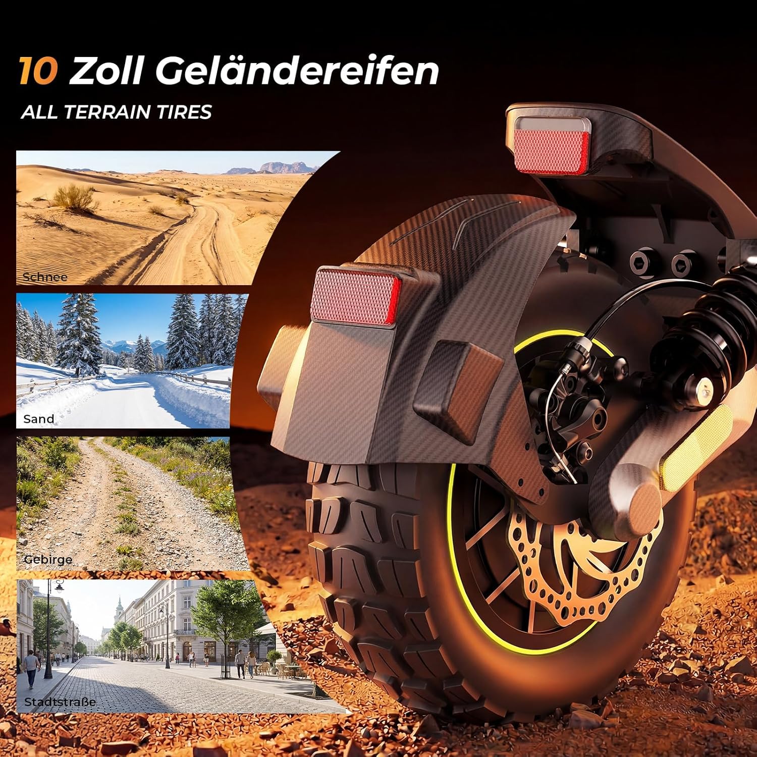 V5 Pro E-Scooter mit Straßenzulassung, bis 70 km Reichweite, 48V Offroad Elektroroller, 10 Zoll Reifen