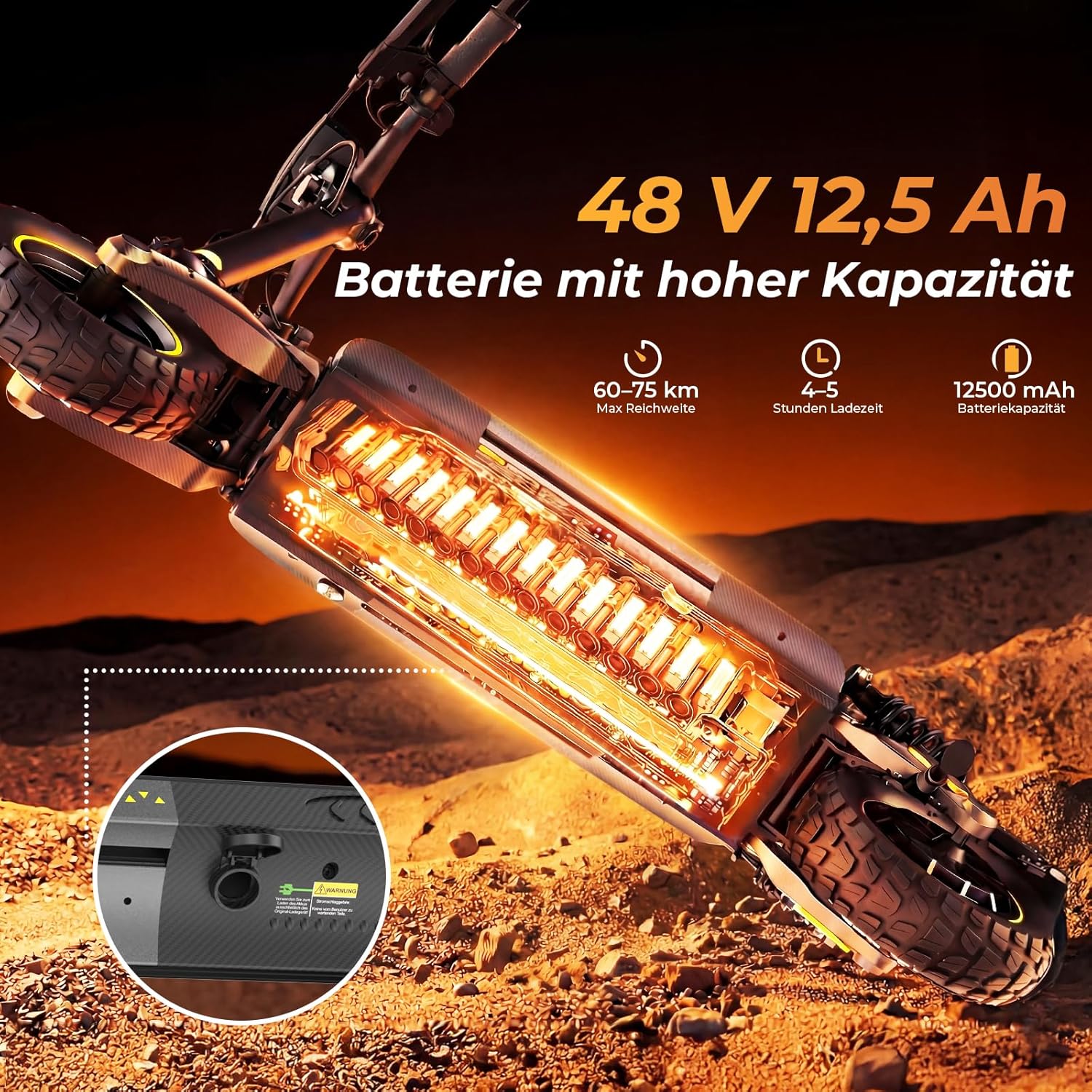 V5 Pro E-Scooter mit Straßenzulassung, bis 70 km Reichweite, 48V Offroad Elektroroller, 10 Zoll Reifen