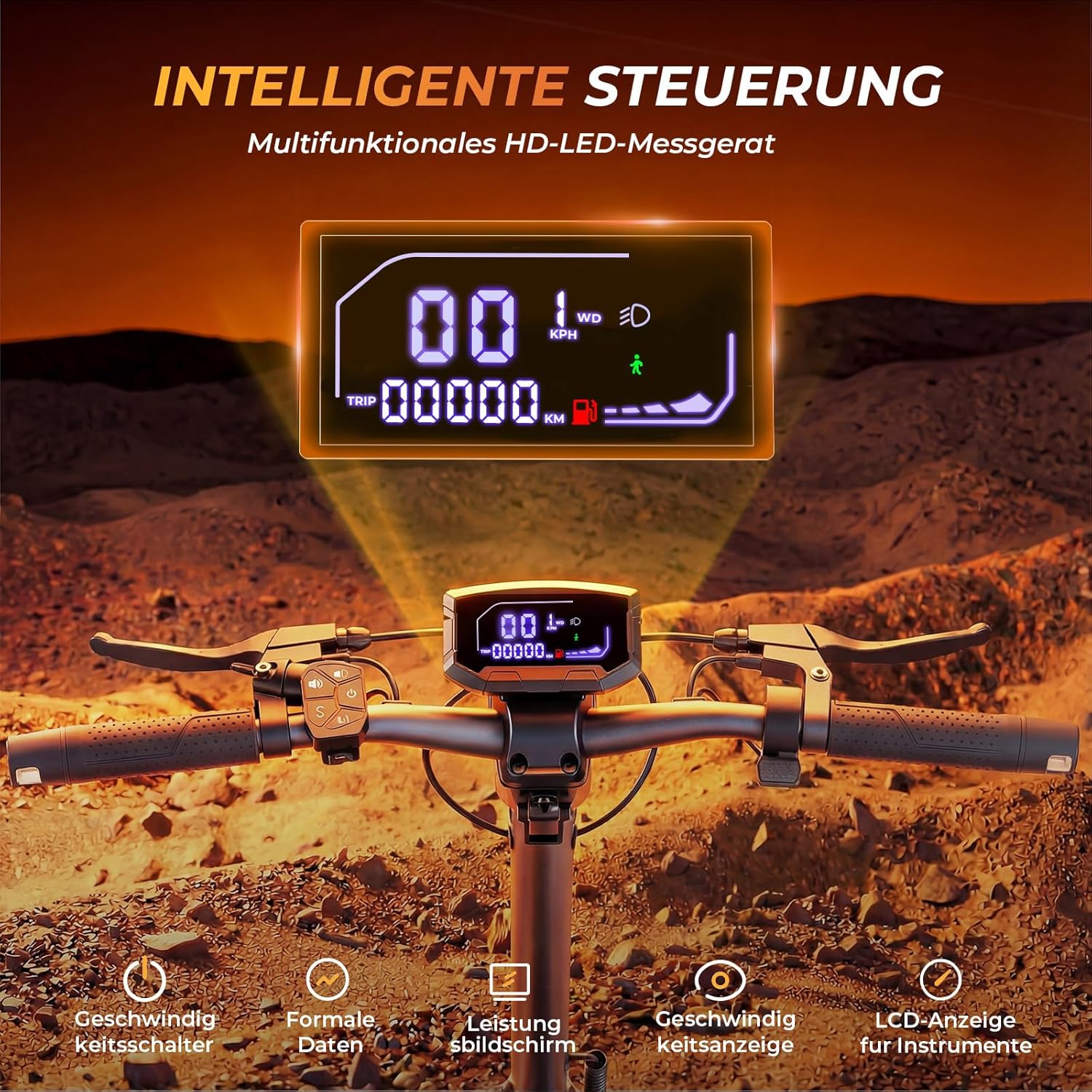 V5 Pro E-Scooter mit Straßenzulassung, bis 70 km Reichweite, 48V Offroad Elektroroller, 10 Zoll Reifen