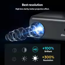 A666A Mini Beamer Tragbarer WLAN-Projektor mit WiFi & Bluetooth, Native 720P & 4K, Verstellbarer Smart Heimkino Projektor