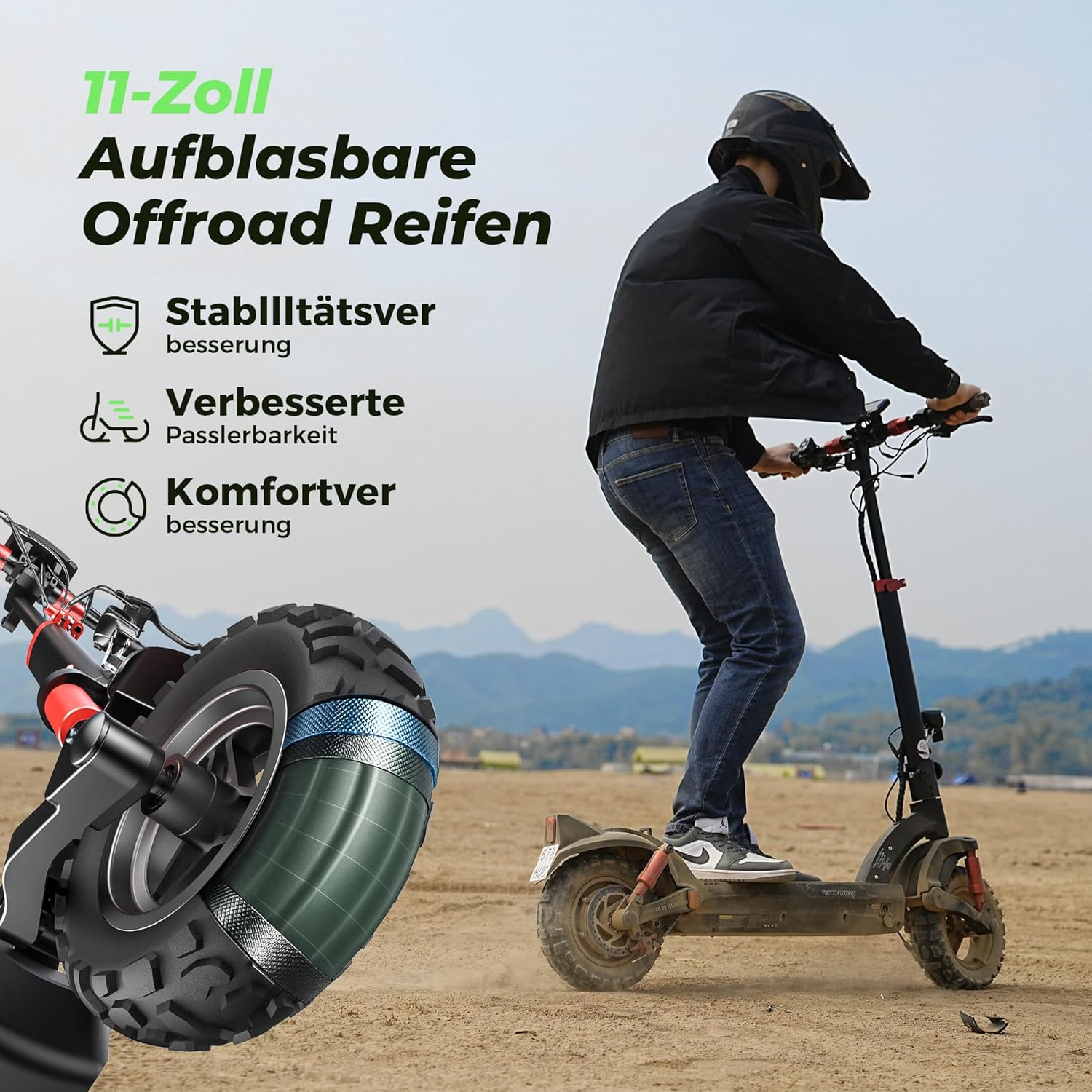 GT2 E Scooter mit Straßenzulassung, Offroad Elektroroller für Erwachsene, bis 80KM Reichweite