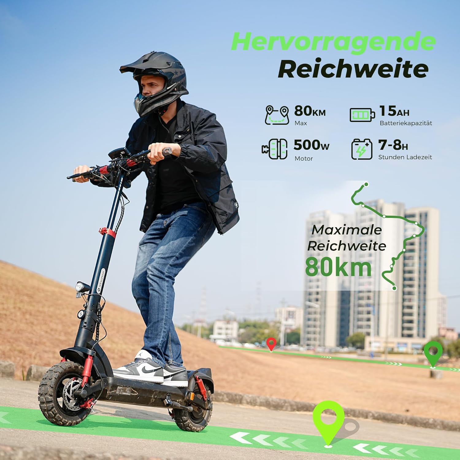 GT2 E Scooter mit Straßenzulassung, Offroad Elektroroller für Erwachsene, bis 80KM Reichweite