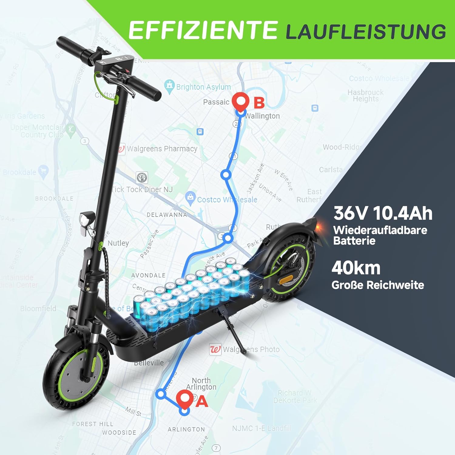S9Max E Scooter mit Straßenzulassung, 40KM Reichweite, 10Ah Akku