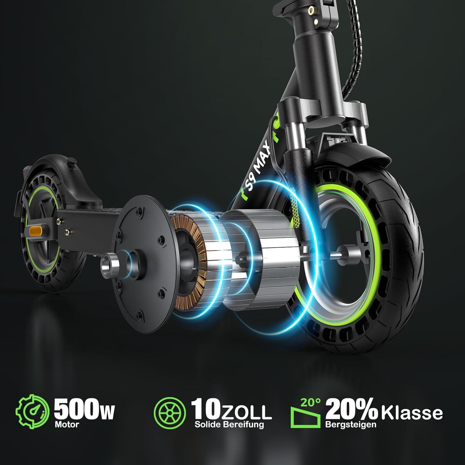 S9Max E Scooter mit Straßenzulassung, 40KM Reichweite, 10Ah Akku