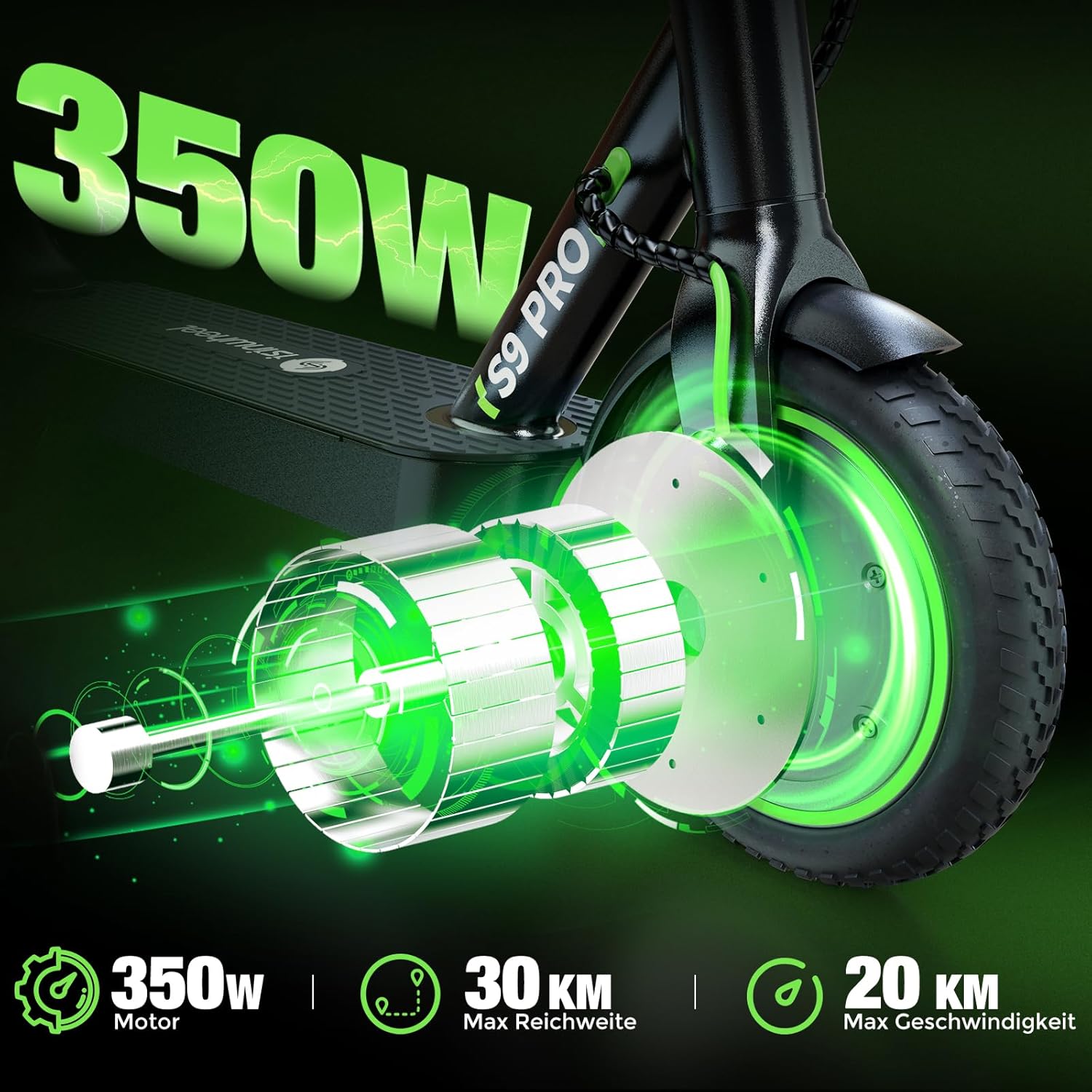 S9pro E Scooter mit Straßenzulassung, 350W Motor, 30KM Reichweite