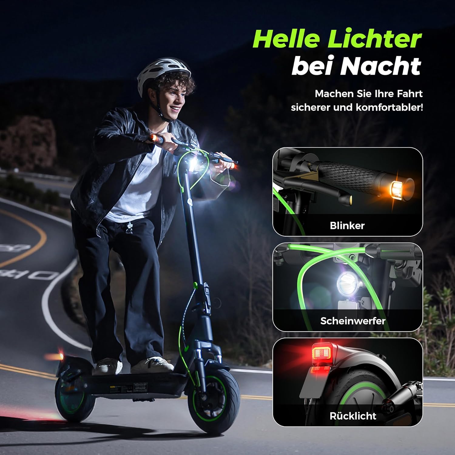 S10Plus E Scooter mit Straßenzulassung, 60KM Reichweite, 10 Zoll Reifen, Doppelte Stoßdämpfung & Duales Bremssystem