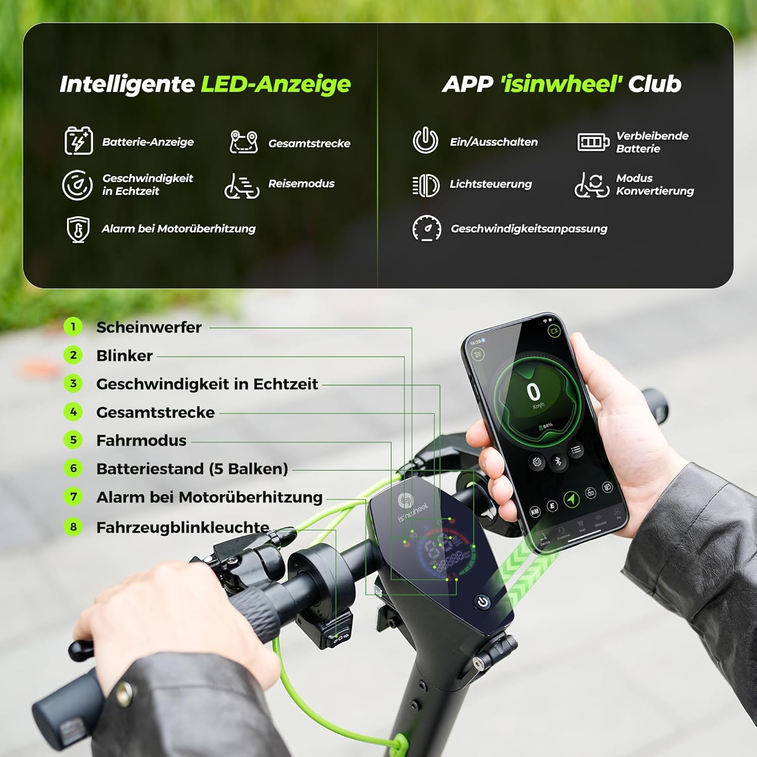S10Plus E Scooter mit Straßenzulassung, 60KM Reichweite, 10 Zoll Reifen, Doppelte Stoßdämpfung & Duales Bremssystem