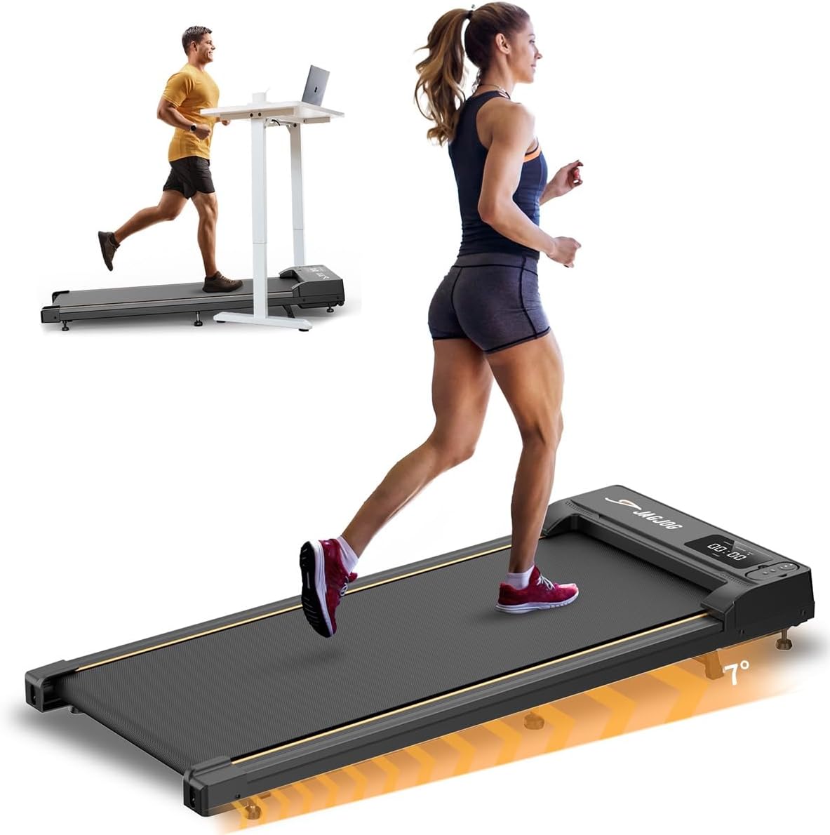 JT31 Laufband mit 7° Steigung 2,5 PS Walking Pad mit LED-Anzeige Halter 120 kg
