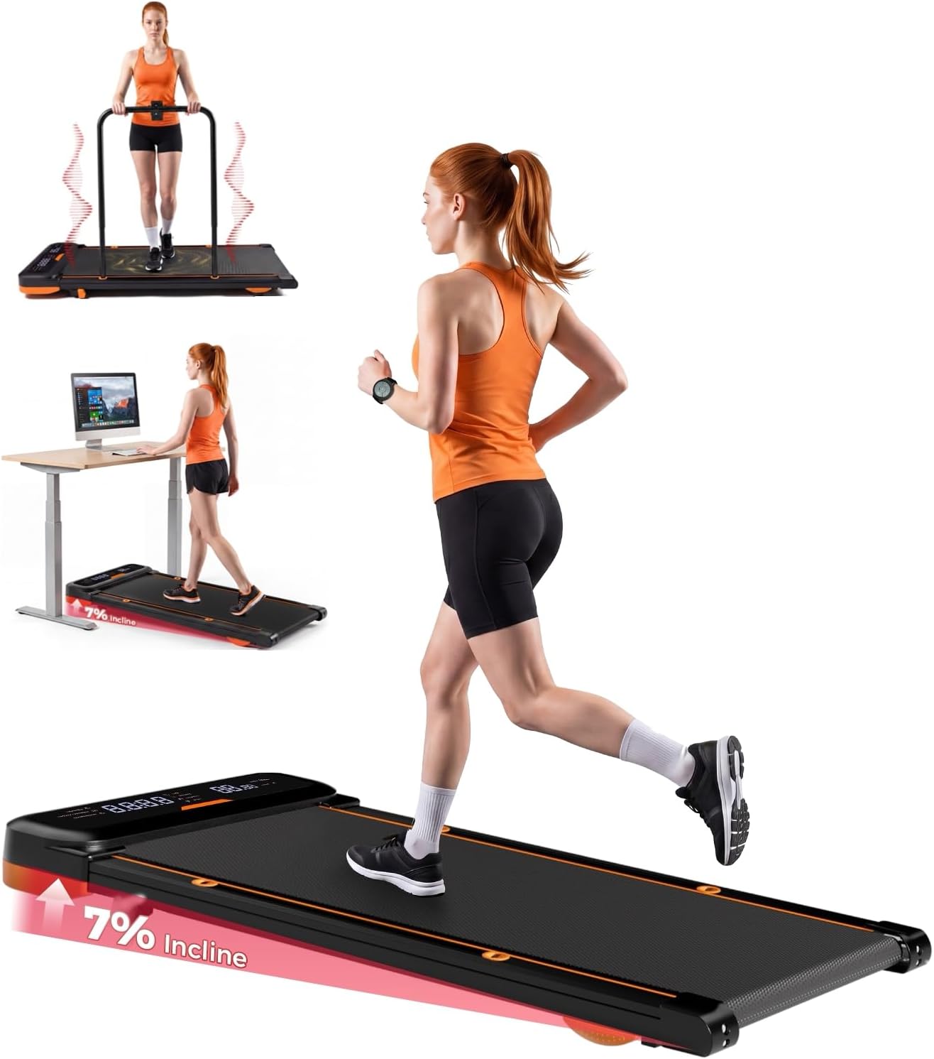 JT36 Laufband für Zuhause mit 7% Steigung, Vibration Walking Pad unter Schreibtisch