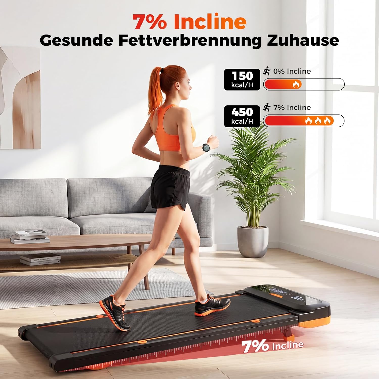 JT36 Laufband für Zuhause mit 7% Steigung, Vibration Walking Pad unter Schreibtisch