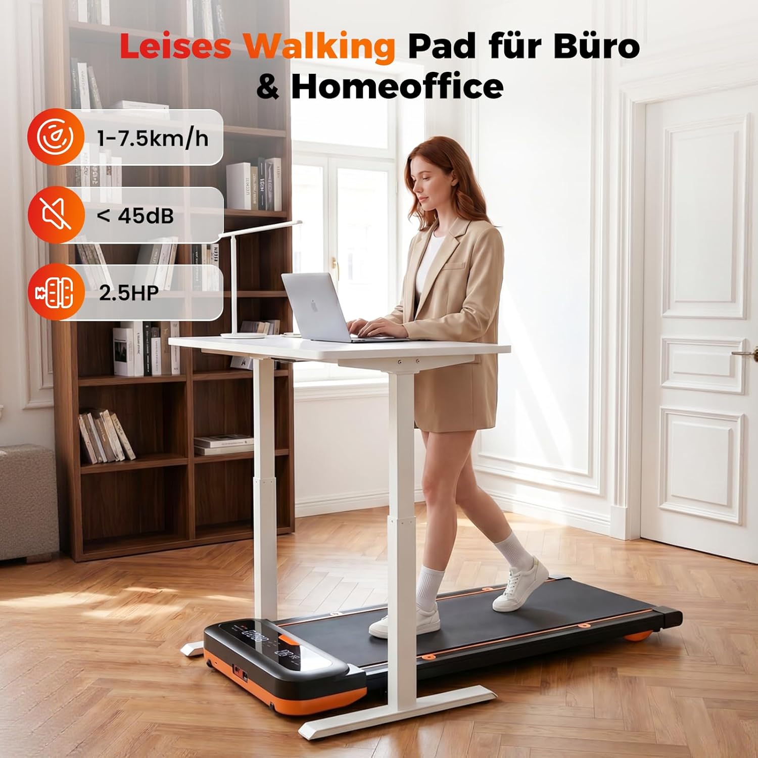 JT36 Laufband für Zuhause mit 7% Steigung, Vibration Walking Pad unter Schreibtisch