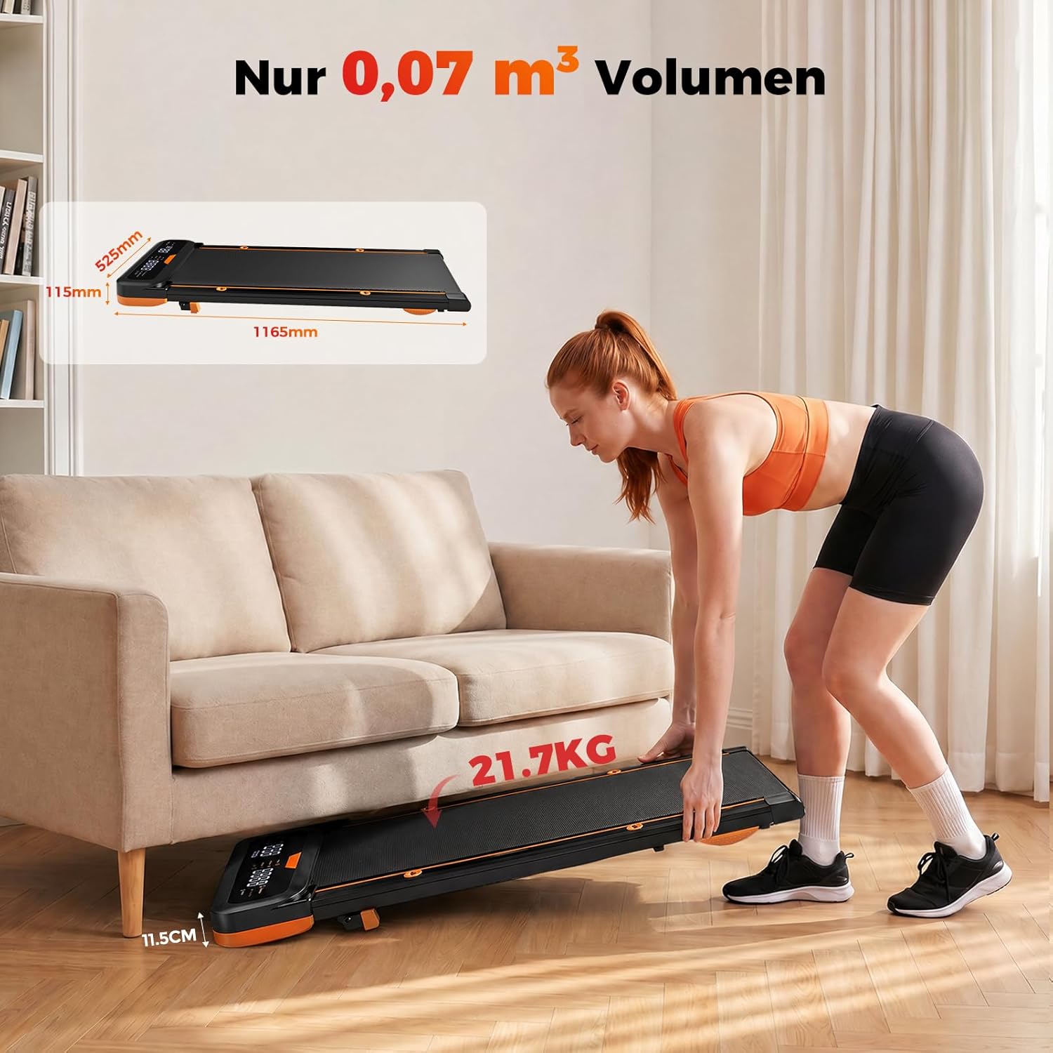 JT36 Laufband für Zuhause mit 7% Steigung, Vibration Walking Pad unter Schreibtisch