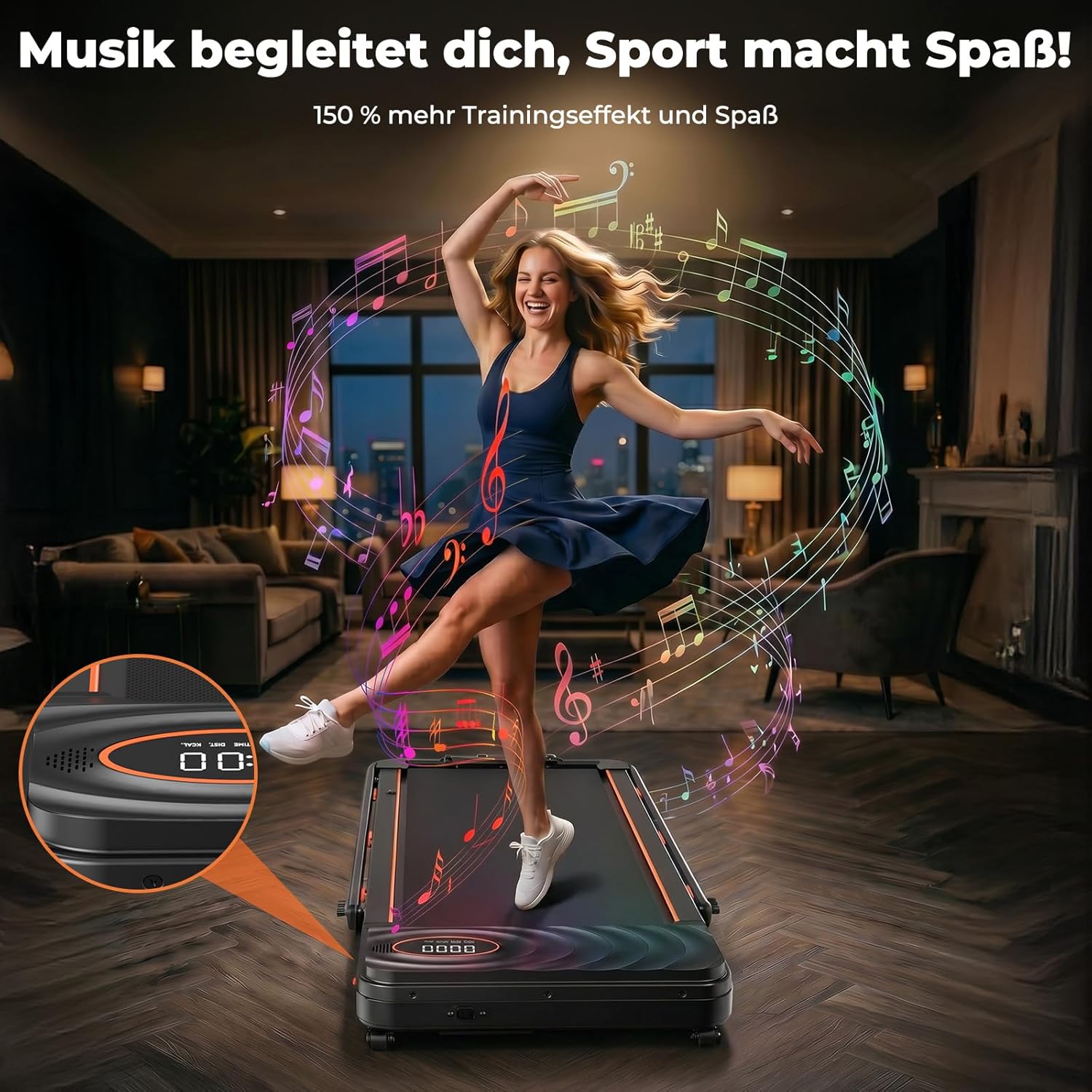 JT53 Laufband für Zuhause mit 16% Auto Steigung, Walking Pad Klappbar