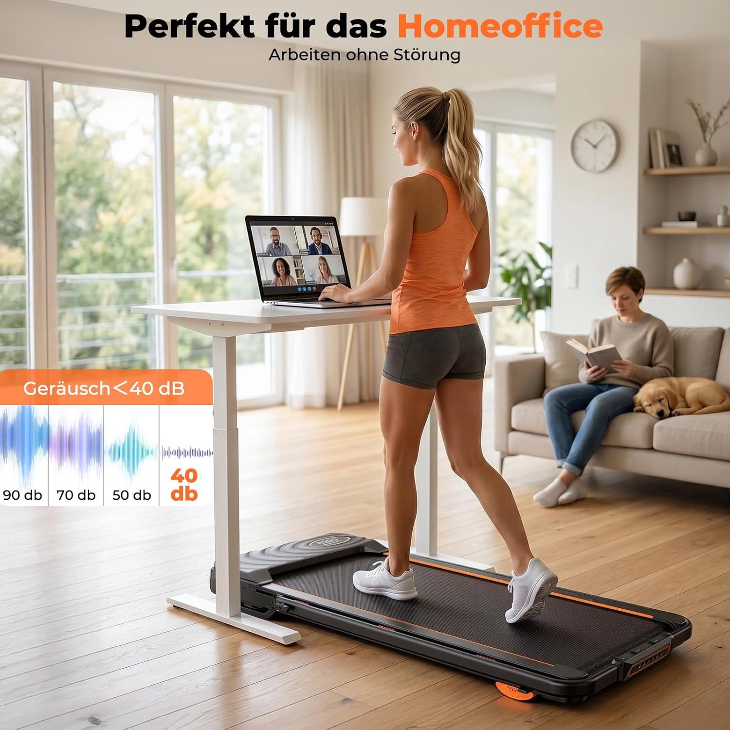 JT53 Laufband für Zuhause mit 16% Auto Steigung, Walking Pad Klappbar