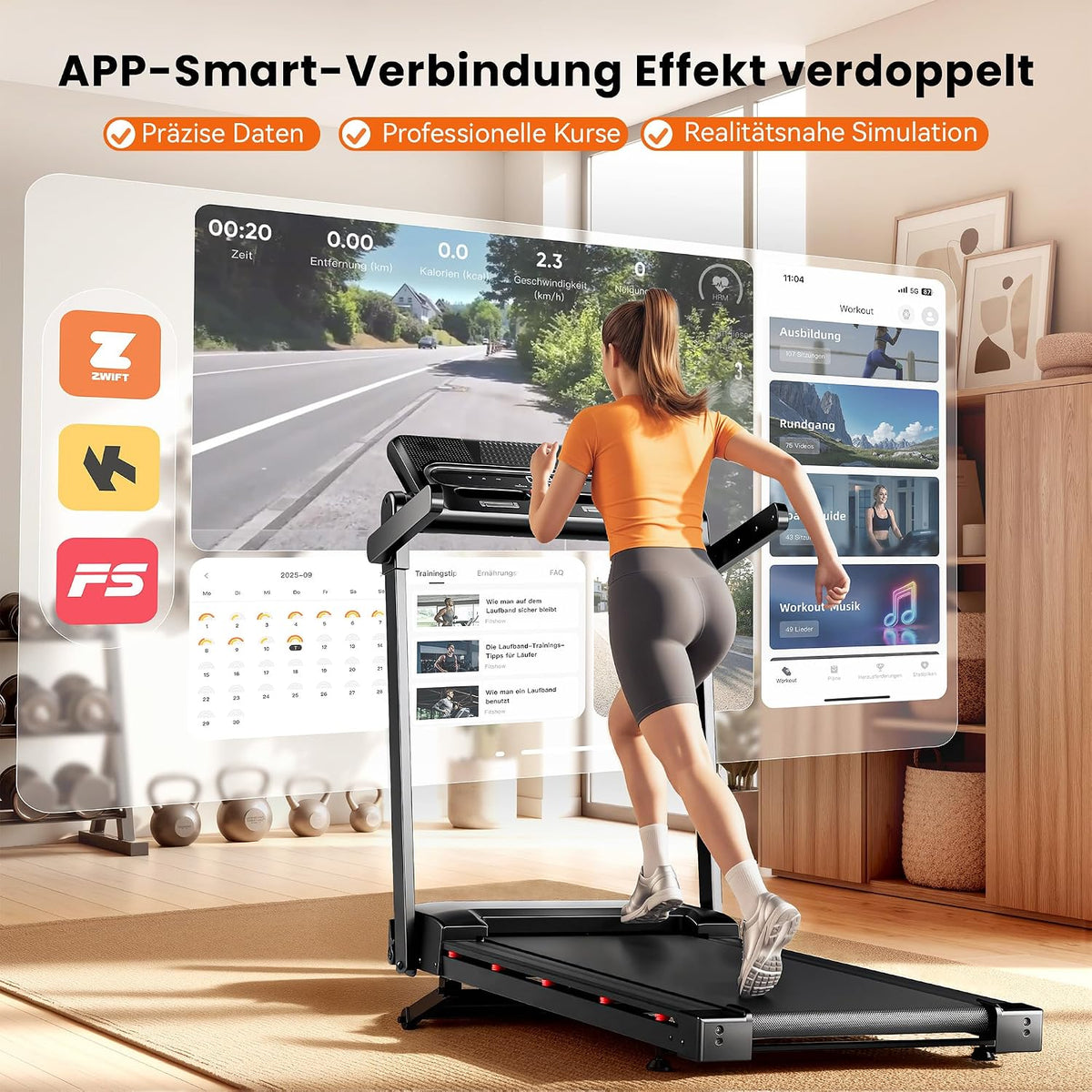 JT54 Laufband für Zuhause Klappbar, 15% Auto-Steigung 14km/h Fitnessgerät