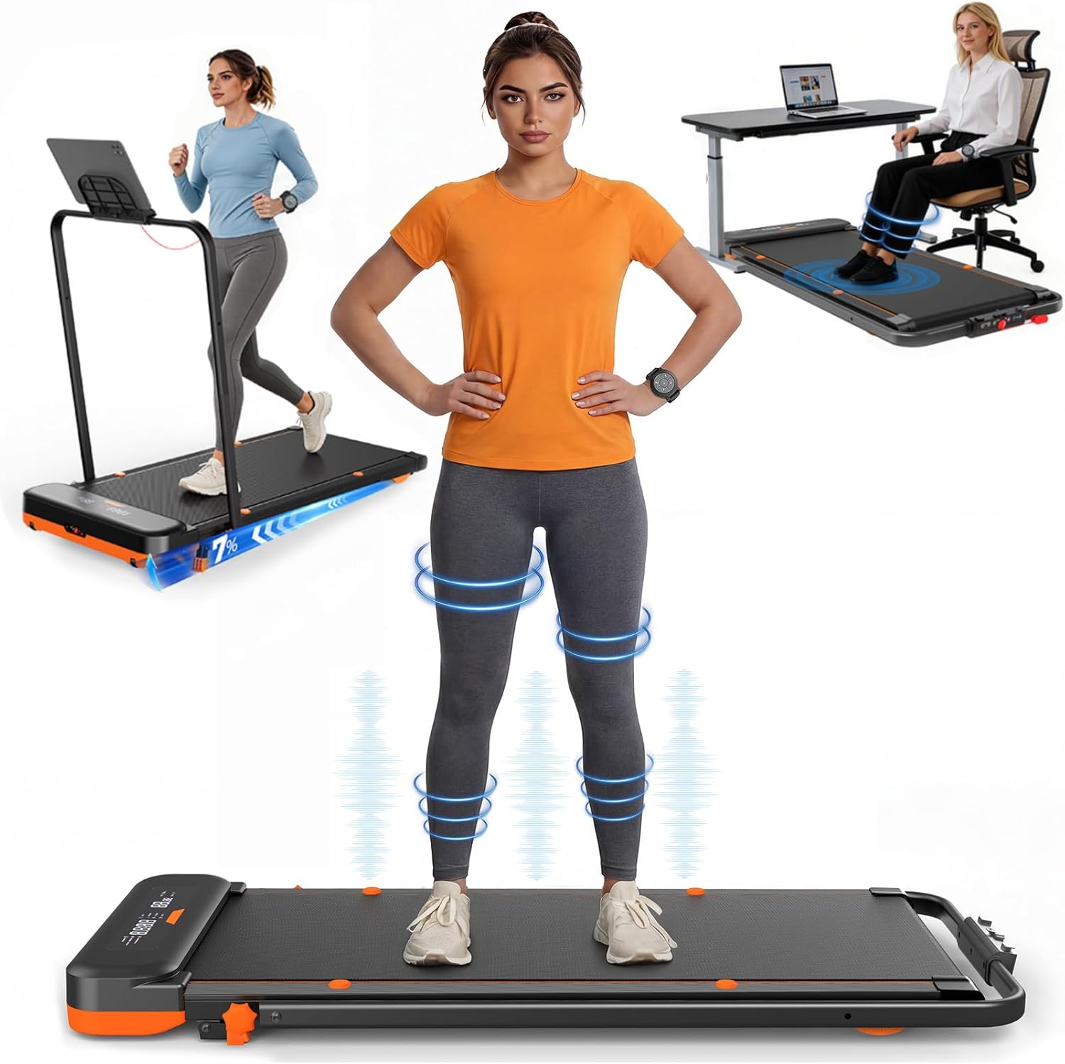 JT56 Laufband für Zuhause mit Reha & Vibrationsstufen, Walking Pad Schreibtisch