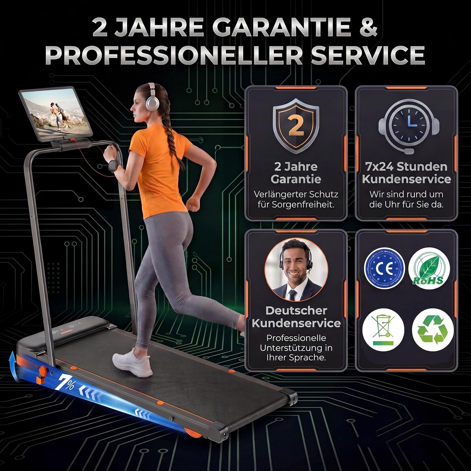 JT56 Laufband für Zuhause mit Reha & Vibrationsstufen, Walking Pad Schreibtisch