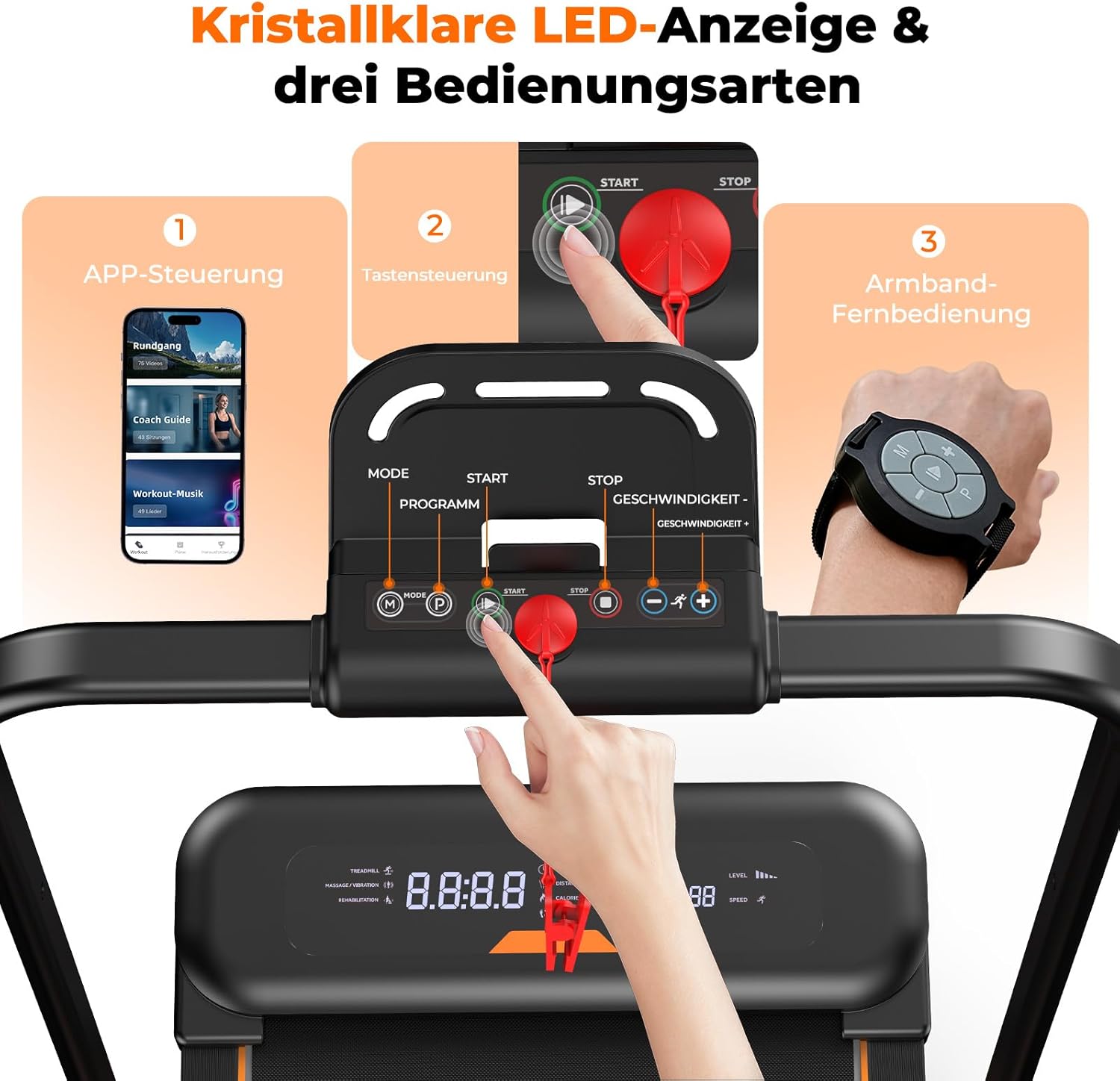 JT56 Laufband für Zuhause mit Reha & Vibrationsstufen, Walking Pad Schreibtisch