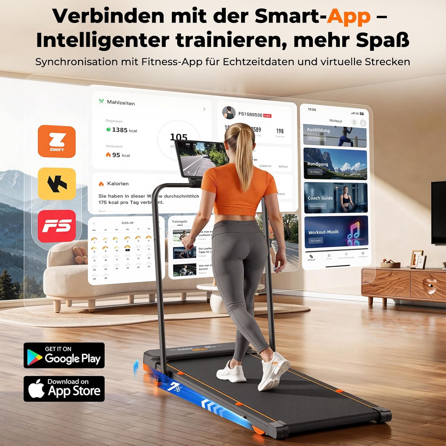 JT56 Laufband für Zuhause mit Reha & Vibrationsstufen, Walking Pad Schreibtisch