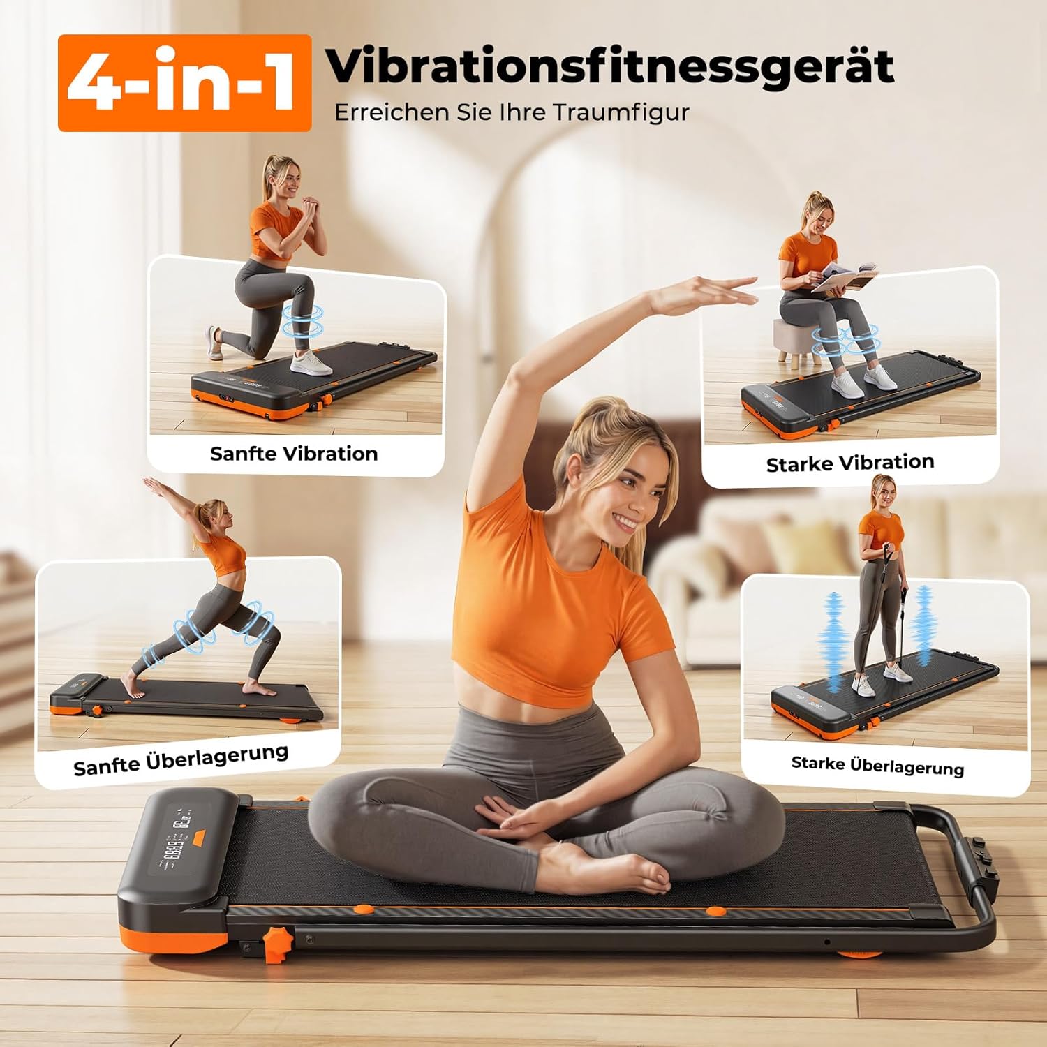 JT56 Laufband für Zuhause mit Reha & Vibrationsstufen, Walking Pad Schreibtisch