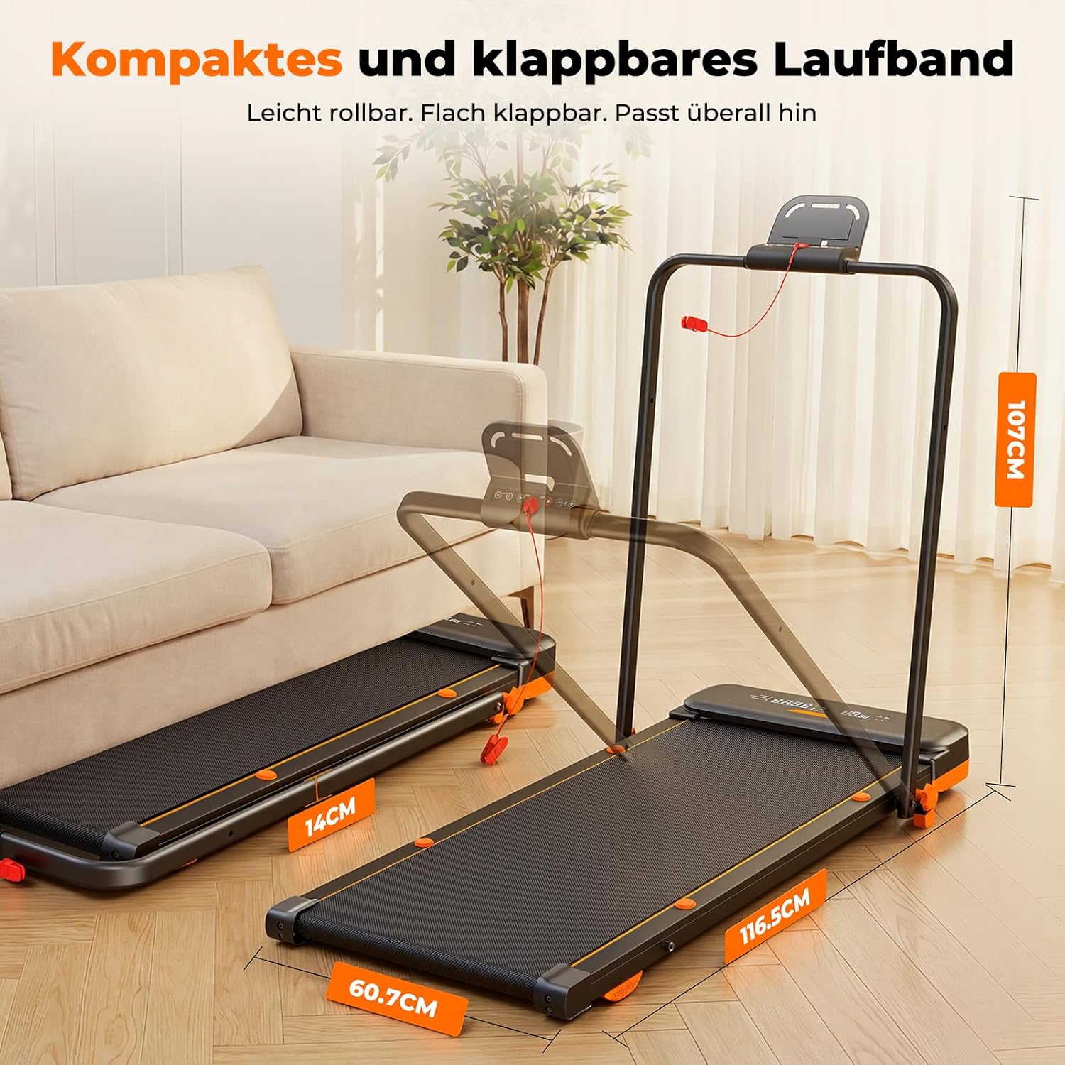 JT56 Laufband für Zuhause mit Reha & Vibrationsstufen, Walking Pad Schreibtisch