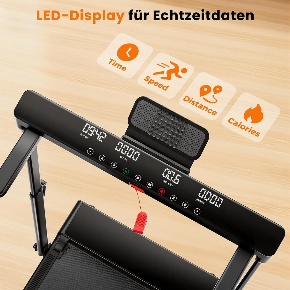JT57 Walking Pad für Zuhause, 3-fach Klappbar mit Höhenverstellbarem Handlauf Laufband