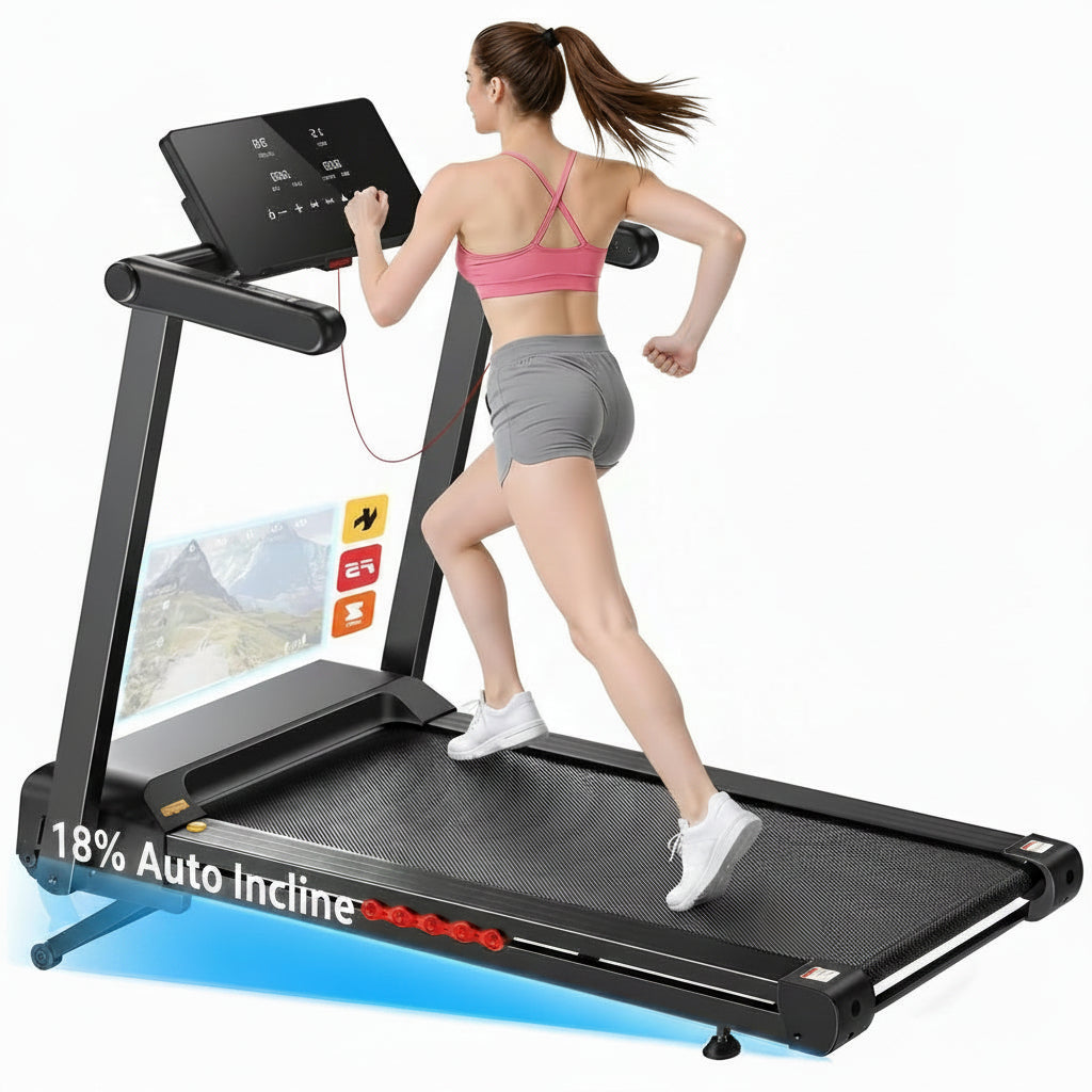 JT62 Laufband für Zuhause mit 18% Auto Steigung, 180kg Tragkraft Laufband Klappbar