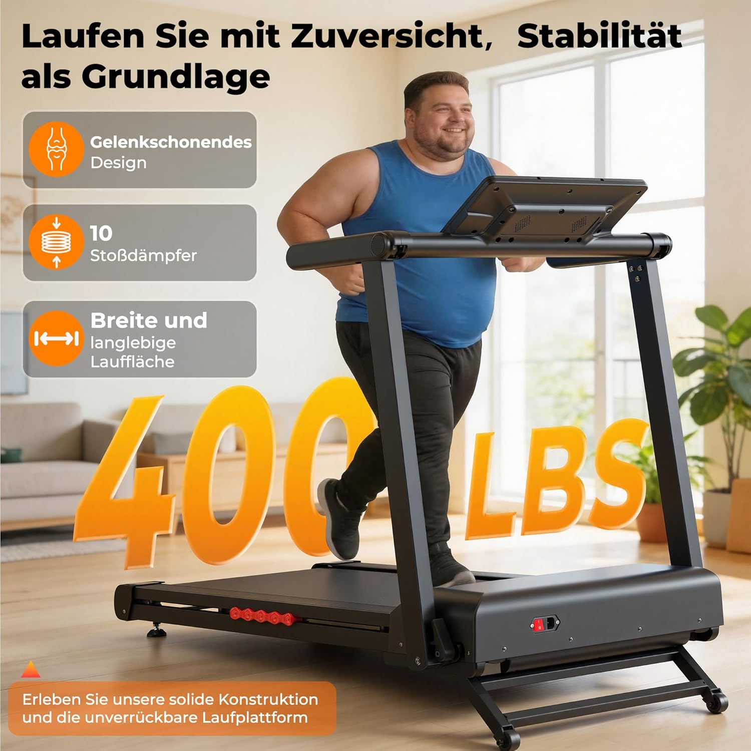 JT62 Laufband für Zuhause mit 18% Auto Steigung, 180kg Tragkraft Laufband Klappbar