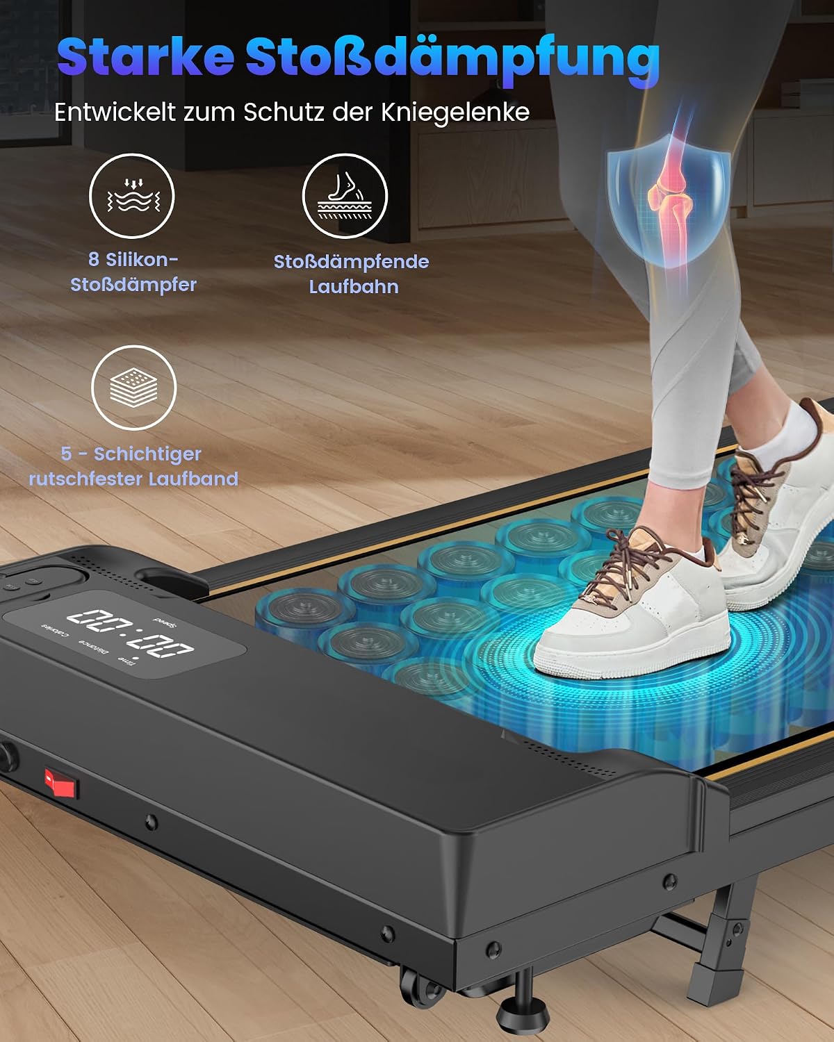 JT31 Walking Pad Unter Schreibtisch, mit Steigung Flaches Laufband für Zuhause