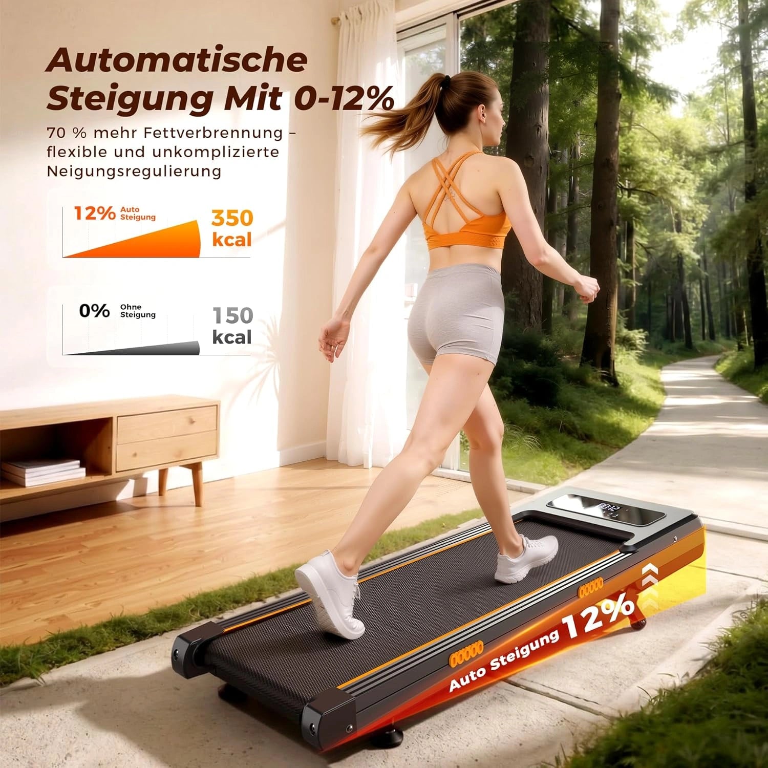 JT32 Walking Pad mit Steigung 2 in 1 klappbar 2.5 PS Laufband Büro Gehmatte