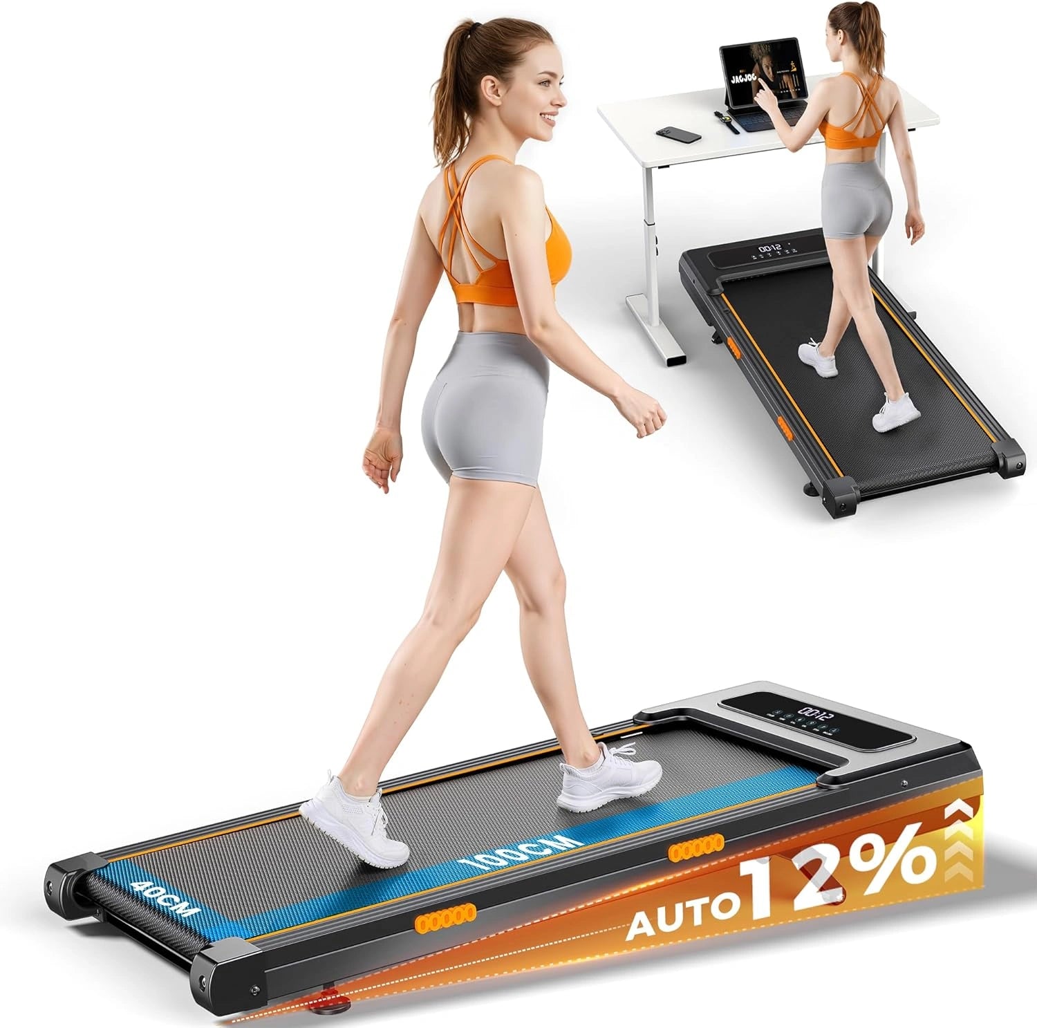 JT32 Walking Pad mit Steigung 2 in 1 klappbar 2.5 PS Laufband Büro Gehmatte