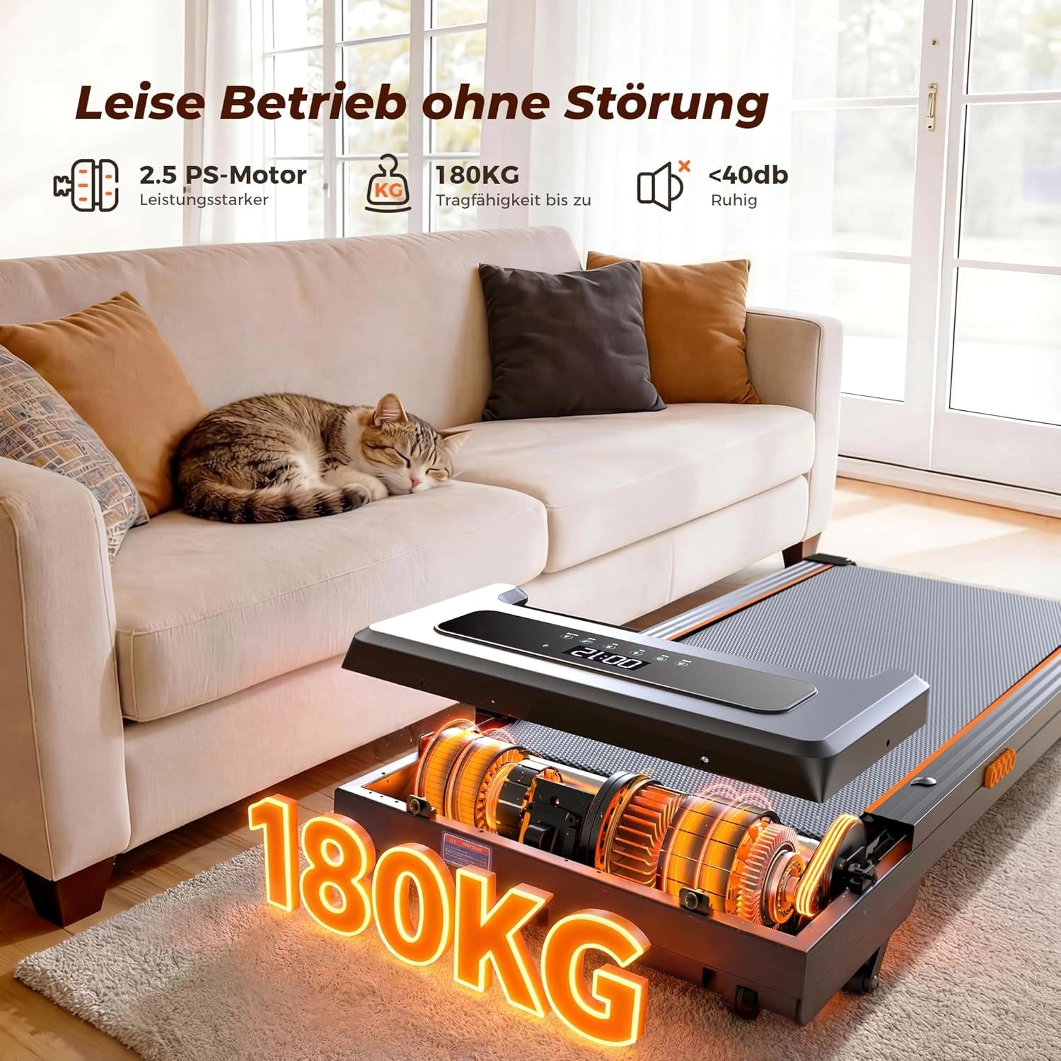 JT32 Walking Pad mit Steigung 2 in 1 klappbar 2.5 PS Laufband Büro Gehmatte