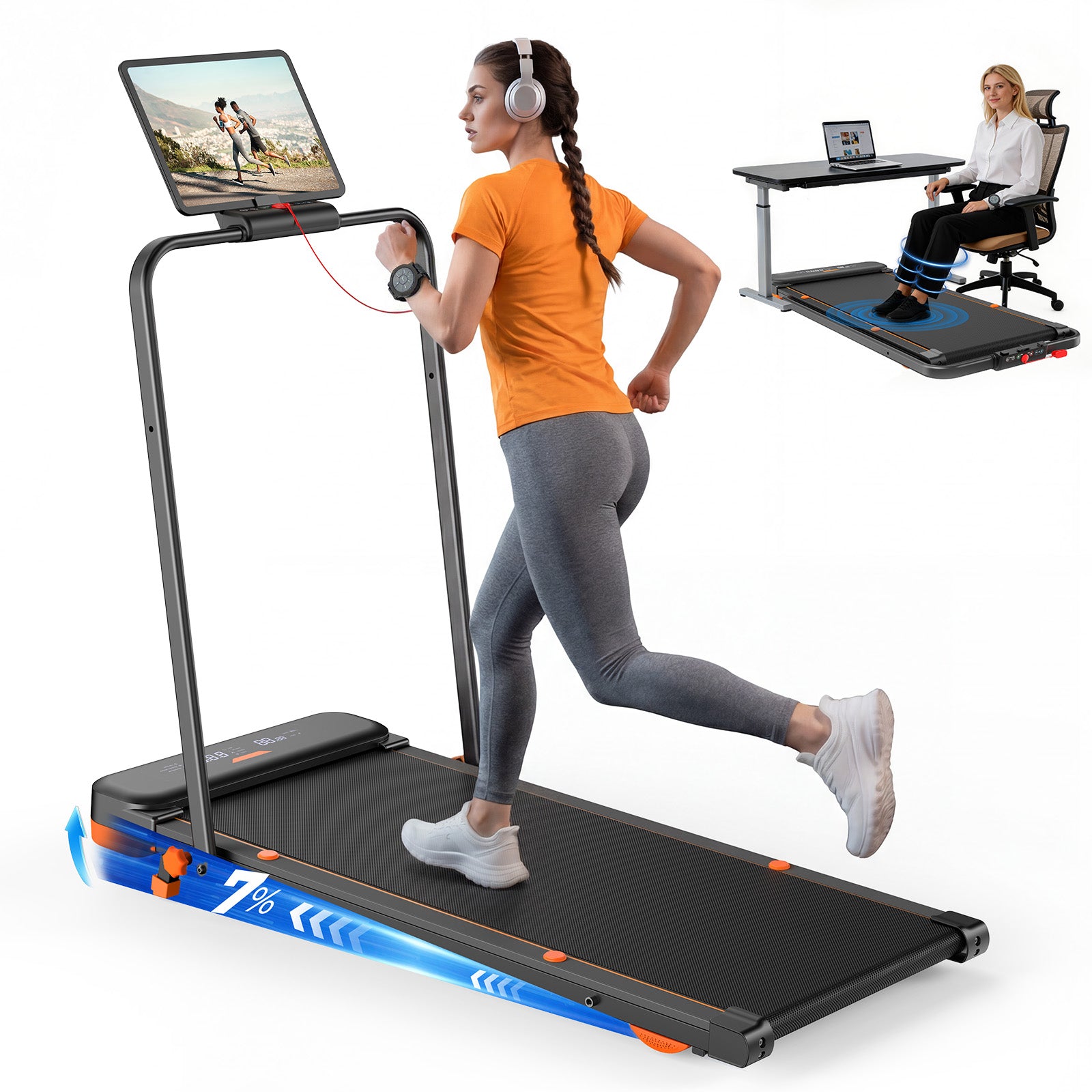 JT56 Laufband für Zuhause mit Reha & Vibrationsstufen, Walking Pad Schreibtisch