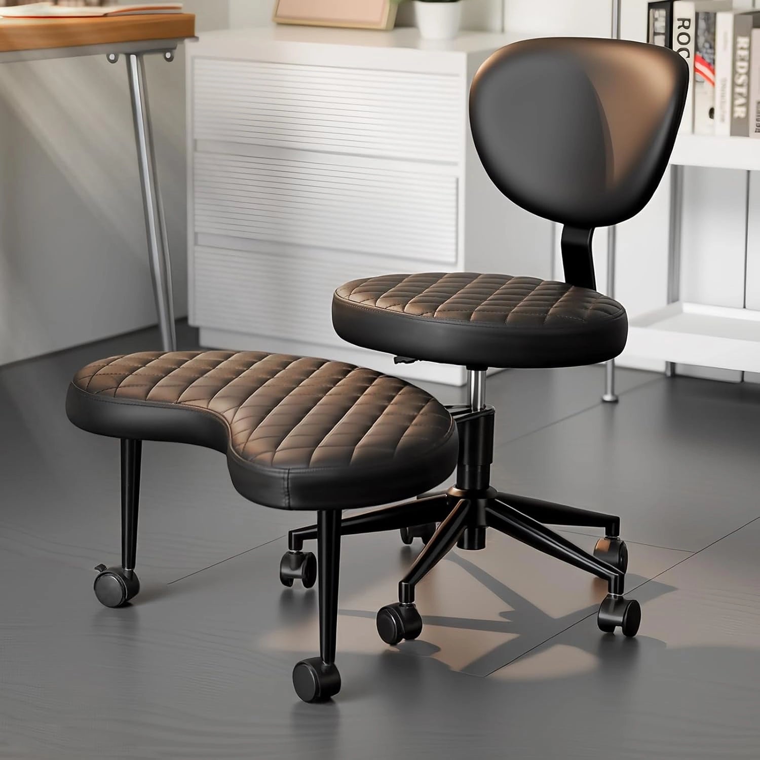 LPTYZ02 Bürostuhl ergonomisch für Schneidersitz breit Schreibtischstuhl 360° drehbar