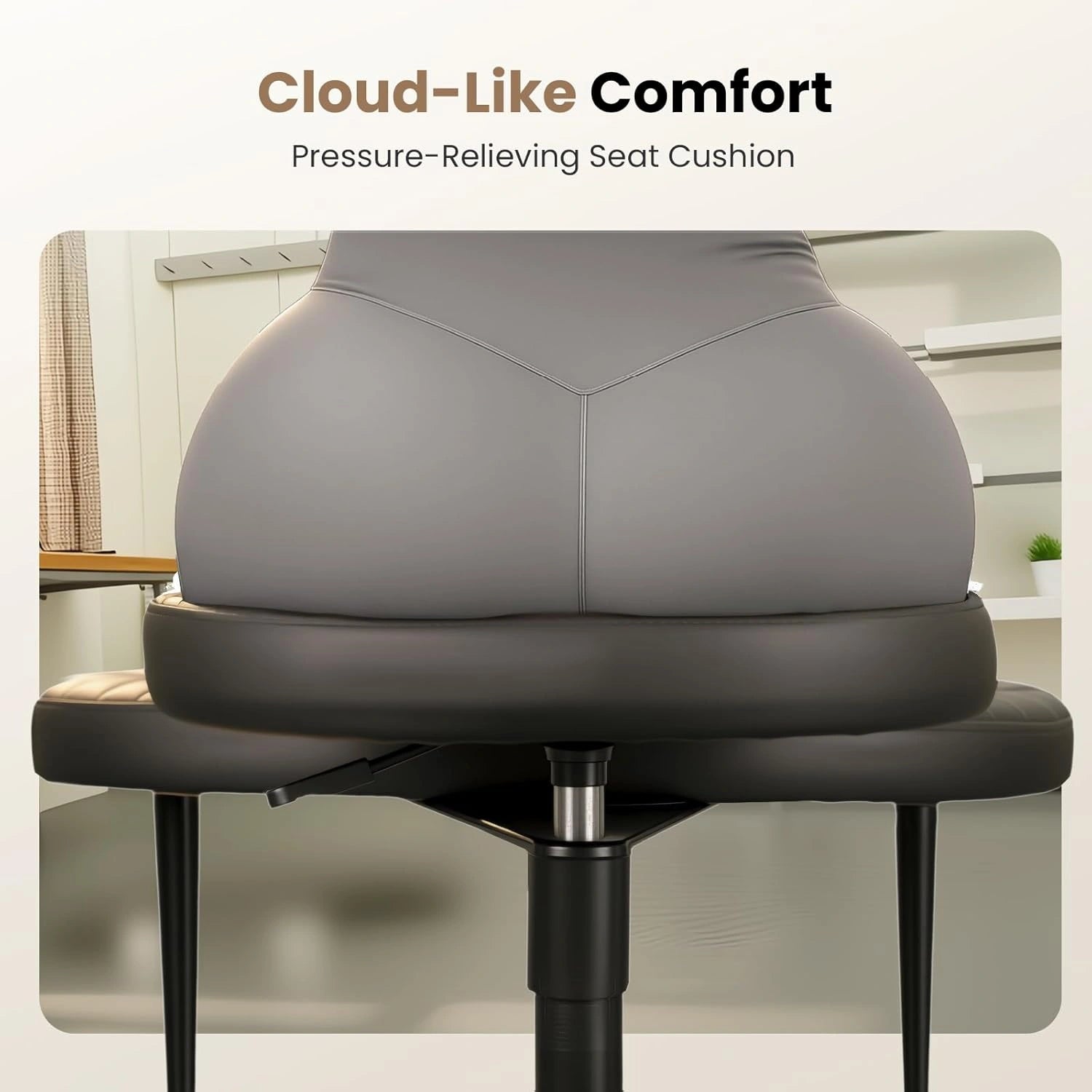 LPTYZ02 Bürostuhl ergonomisch für Schneidersitz breit Schreibtischstuhl 360° drehbar