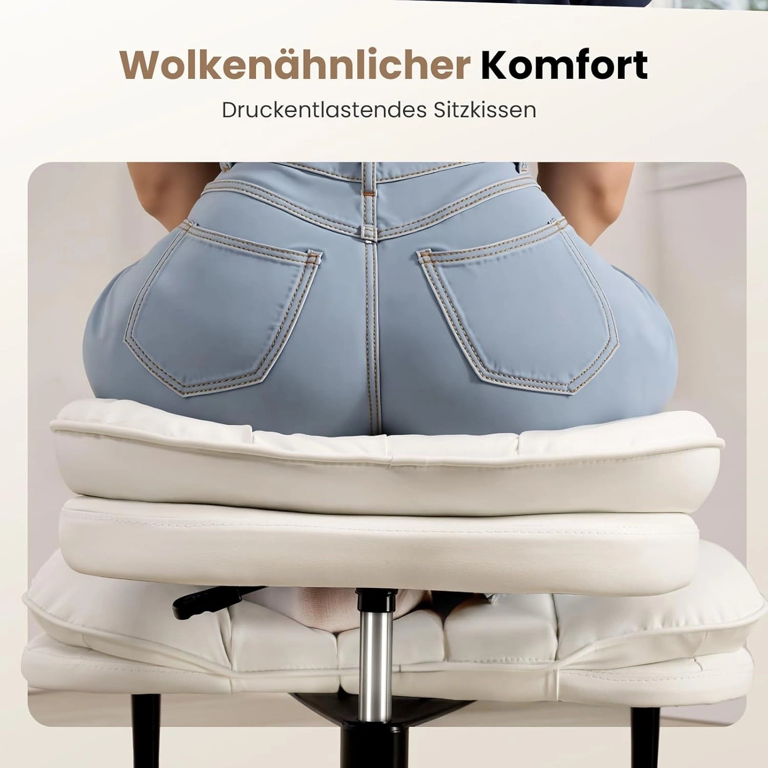 LPTYZ01 Bürostuhl ergonomisch für Schneidersitz breit Schreibtischstuhl 360° drehbar