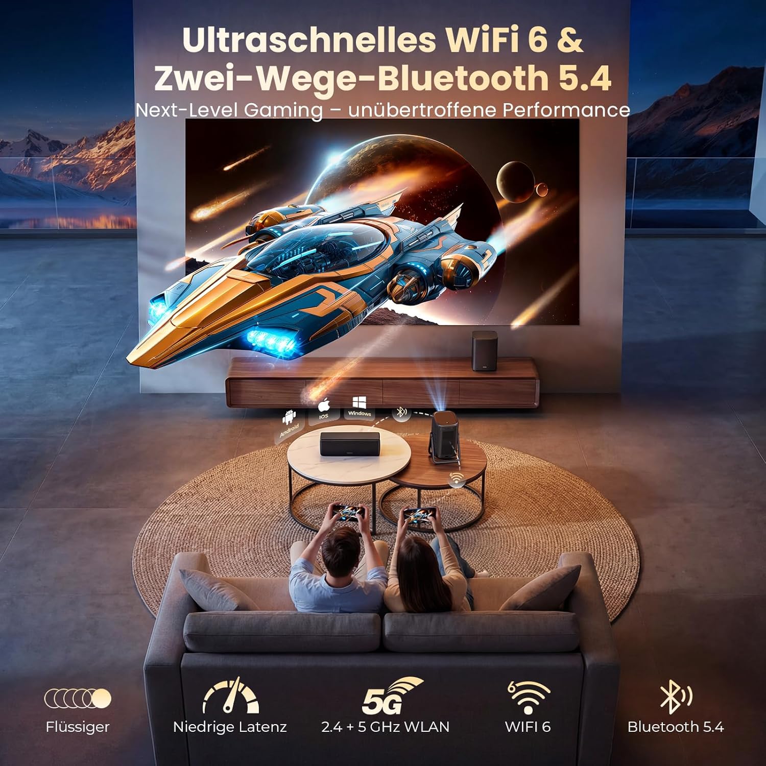 AC301 4K Beamer Smart Full HD Kurzdistanz 1.1:1 mit Netflix & Autofokus
