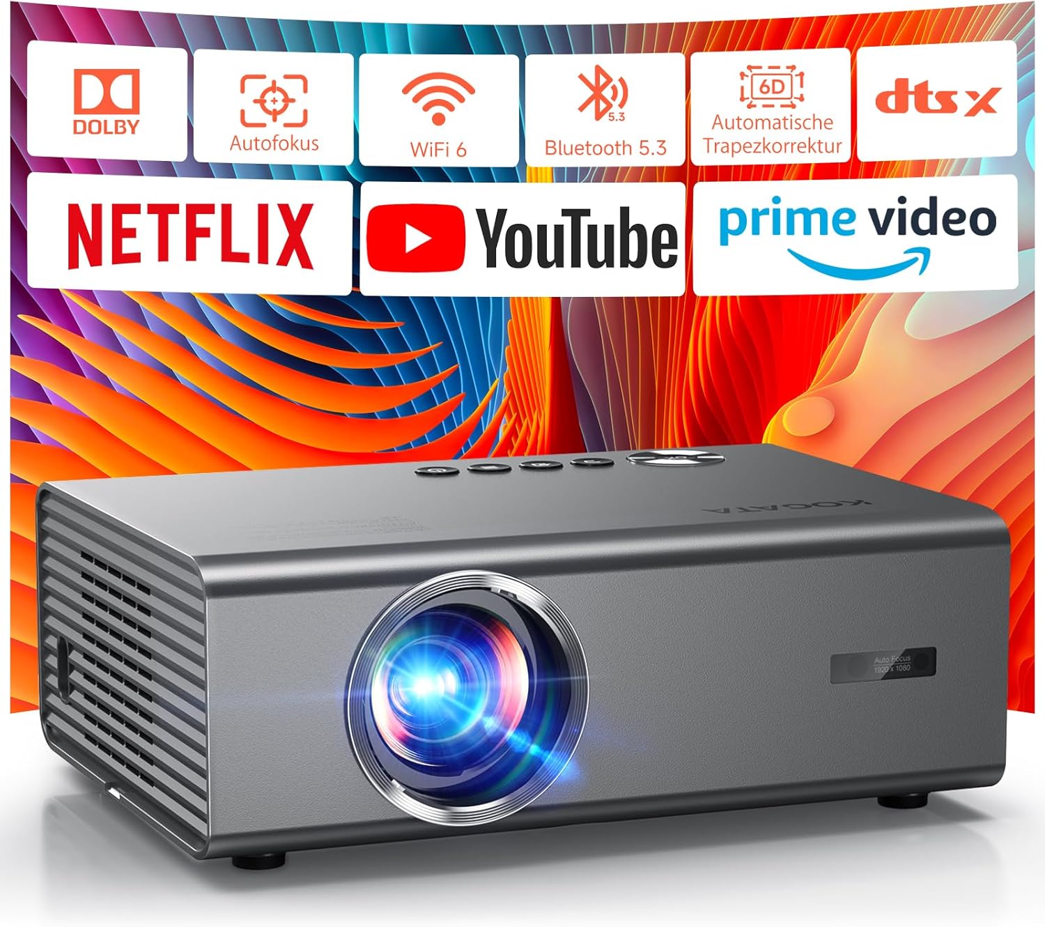 GC357 4K Beamer Smart Full HD Heimkino mit Netflix & Autofokus