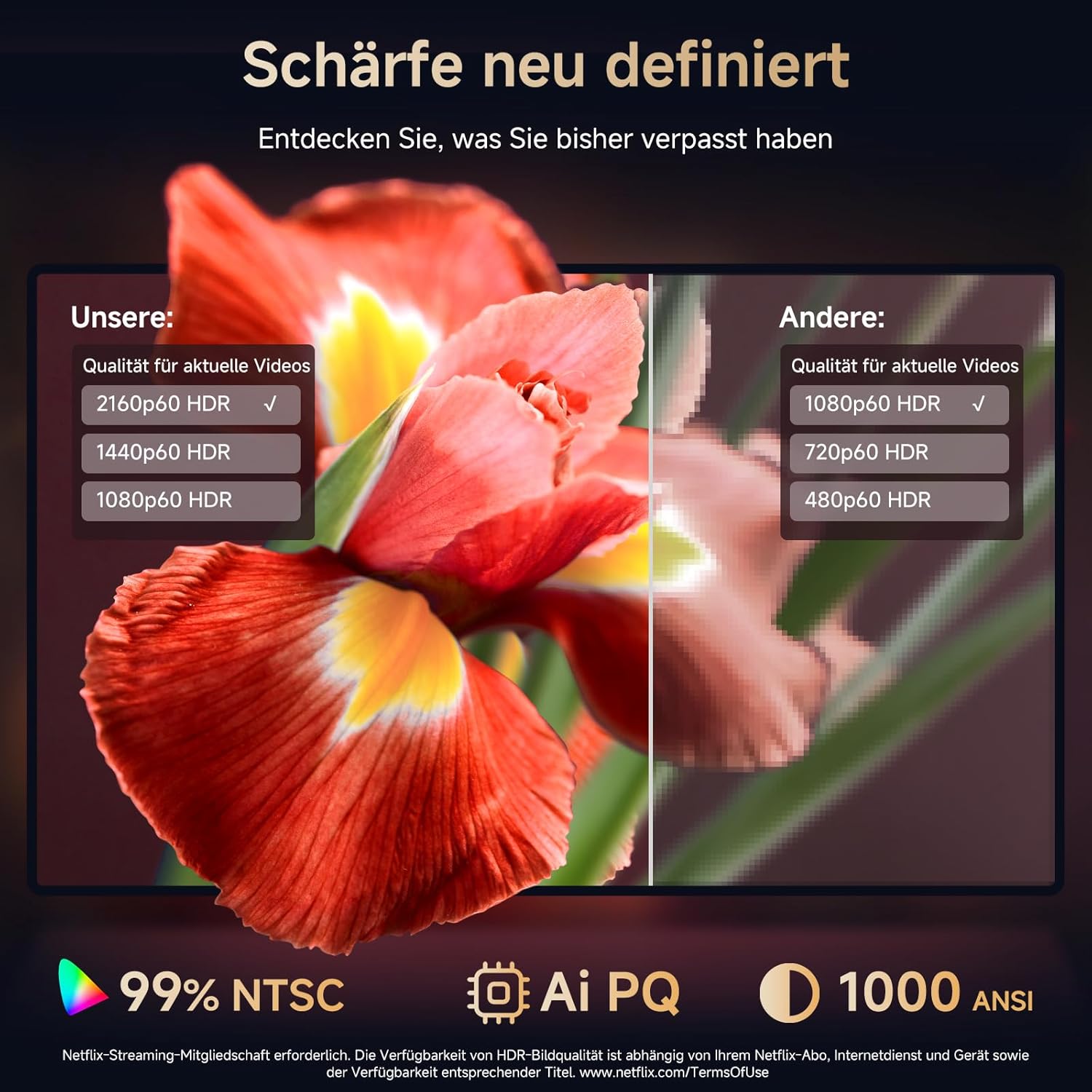 GC357 4K Beamer Smart Full HD Heimkino mit Netflix & Autofokus