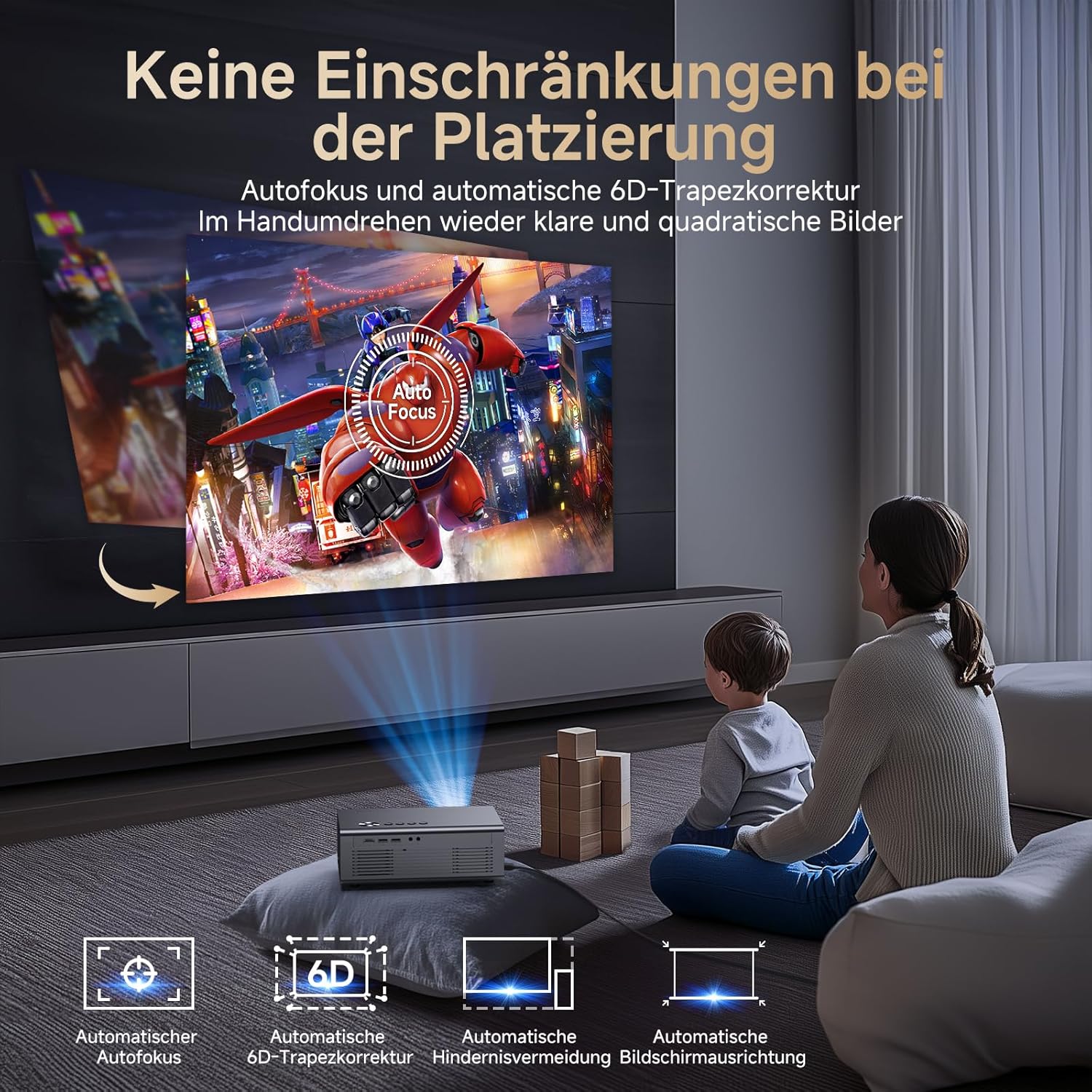 GC357 4K Beamer Smart Full HD Heimkino mit Netflix & Autofokus