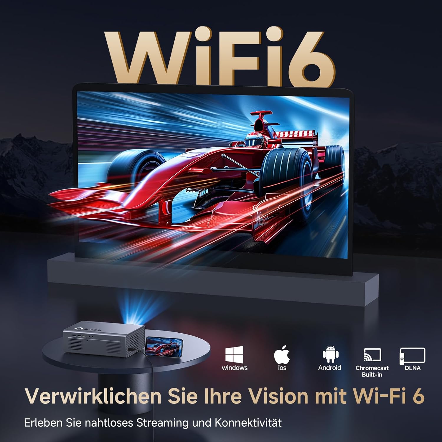 GC357 4K Beamer Smart Full HD Heimkino mit Netflix & Autofokus