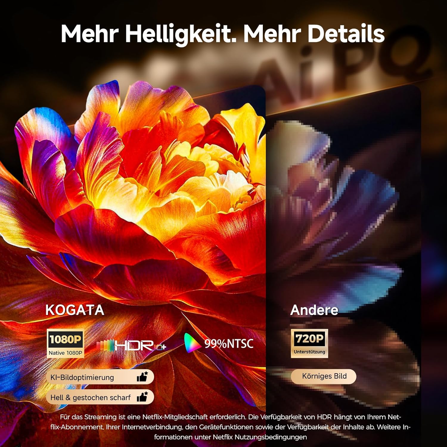 GC357 4K Beamer Smart Full HD mit Netflix & Autofokus，Weiß