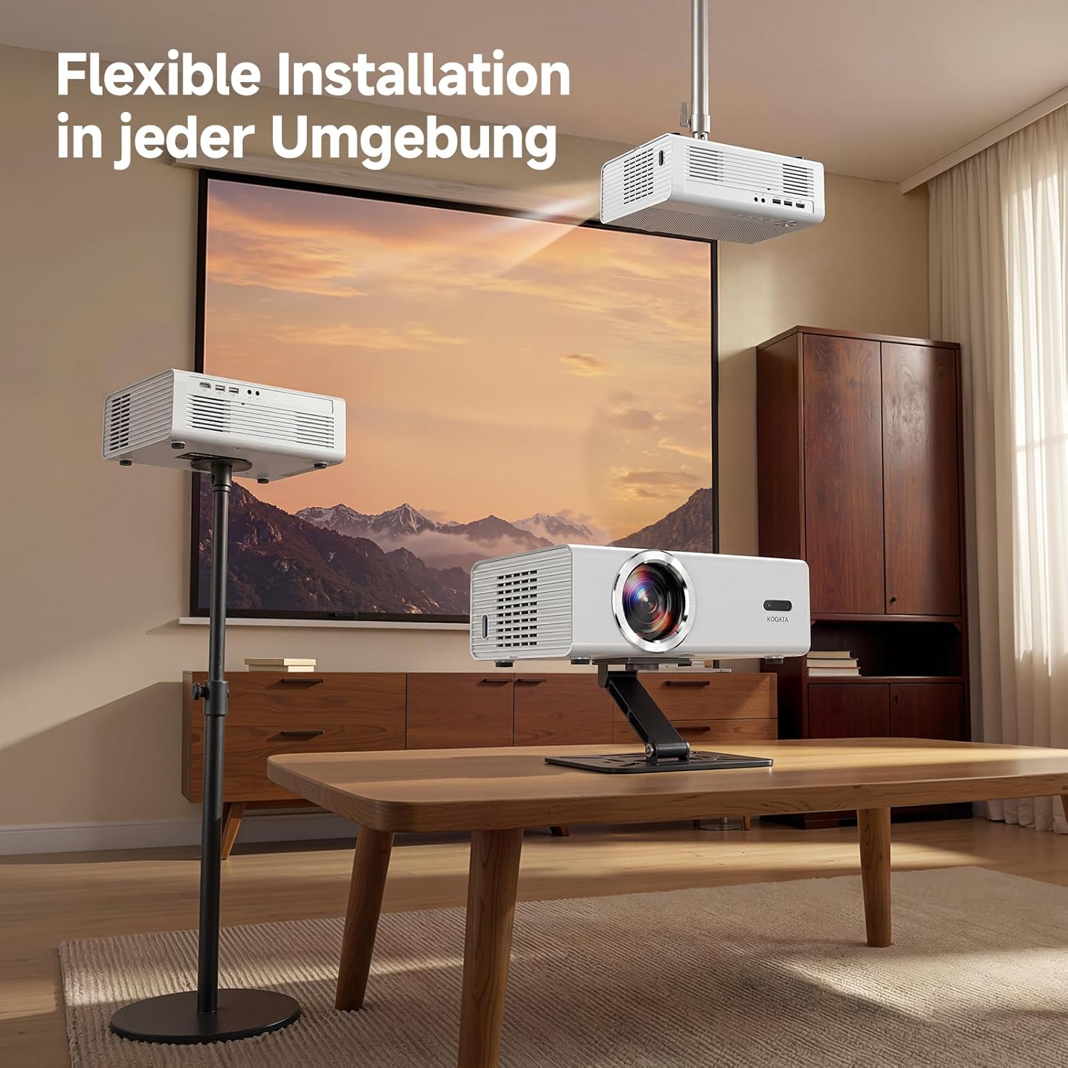 GC357 4K Beamer Smart Full HD mit Netflix & Autofokus，Weiß