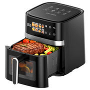 AF302 5,5L Heißluftfritteuse, 8-in-1 Air Fryer mit LED-Touchdisplay & Sichtfenster, 1350W