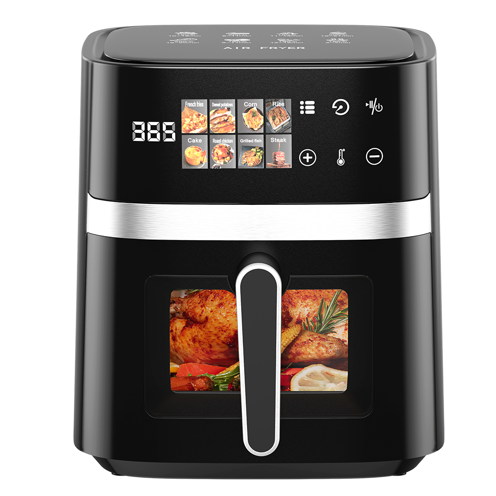 AF302 5,5L Heißluftfritteuse, 8-in-1 Air Fryer mit LED-Touchdisplay & Sichtfenster, 1350W