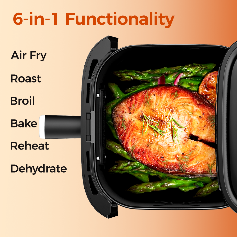 AF302 5,5L Heißluftfritteuse, 8-in-1 Air Fryer mit LED-Touchdisplay & Sichtfenster, 1350W