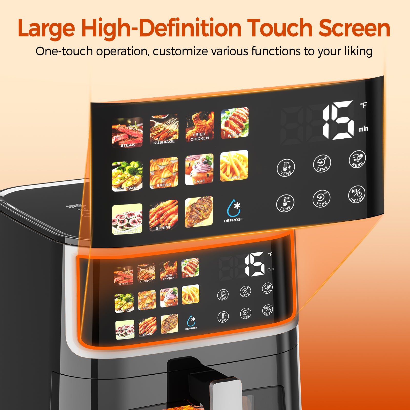AF305 8L Heißluftfritteuse, Air Fryer mit LED-Touchdisplay & 11 Programmen,1700W